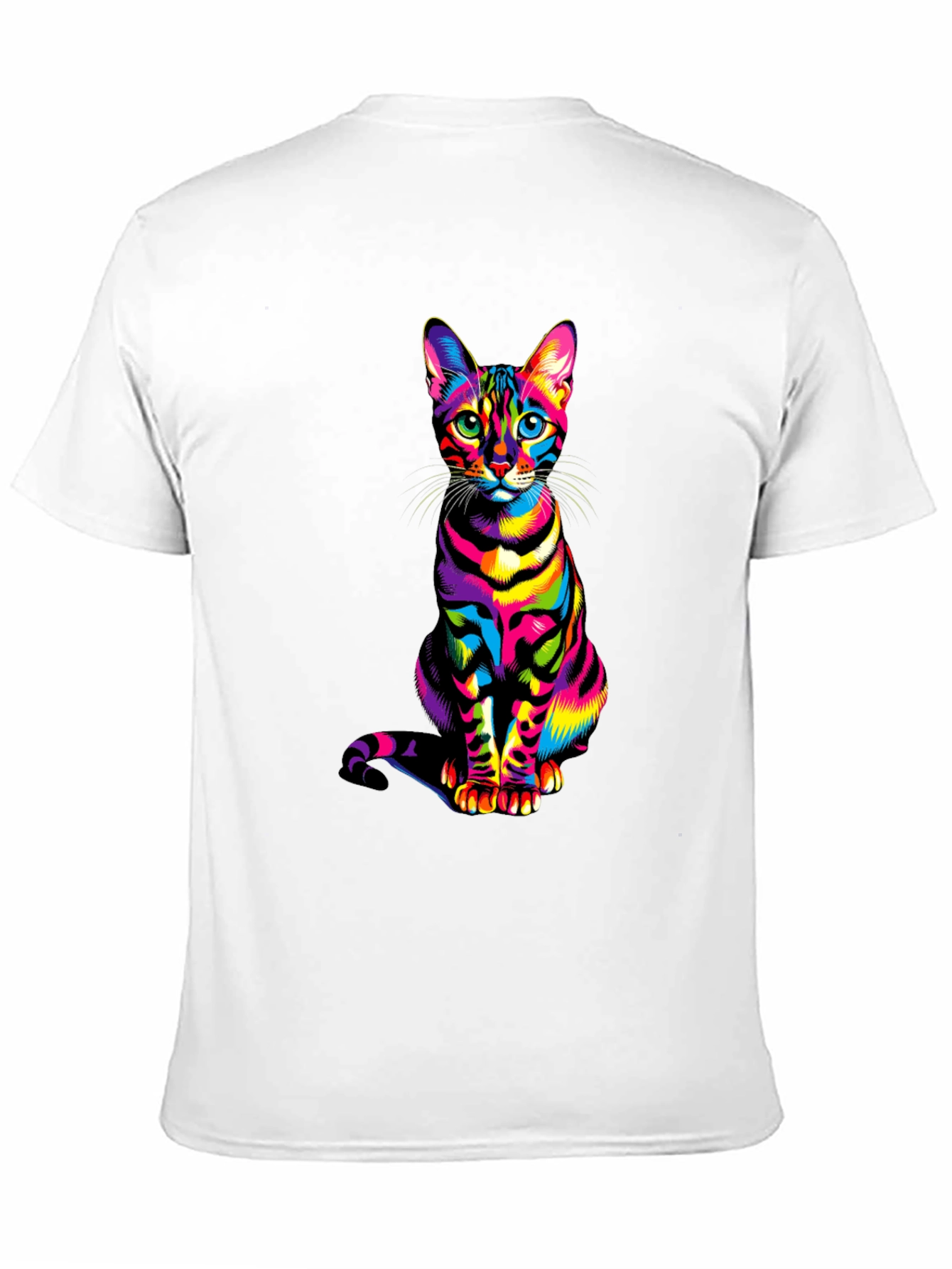 Rainbow Cat Graphic Tee - Vibrant Mens T-Shirt