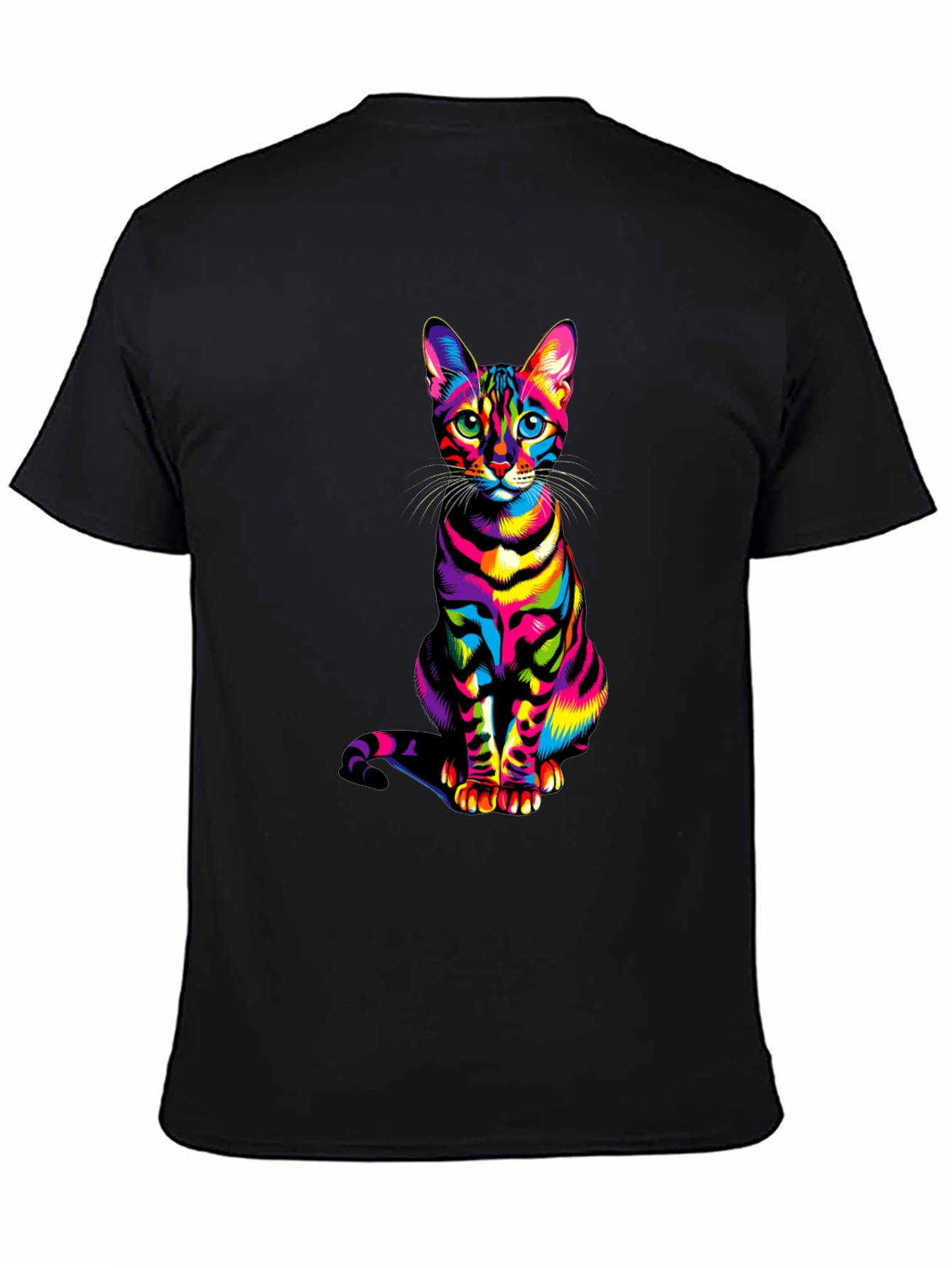 Rainbow Cat Graphic Tee - Vibrant Mens T-Shirt