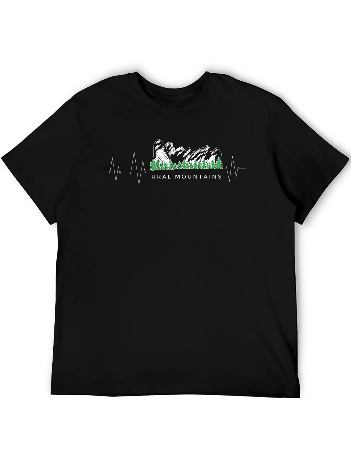 Ural Mountains Heartbeat T-Shirt - Black