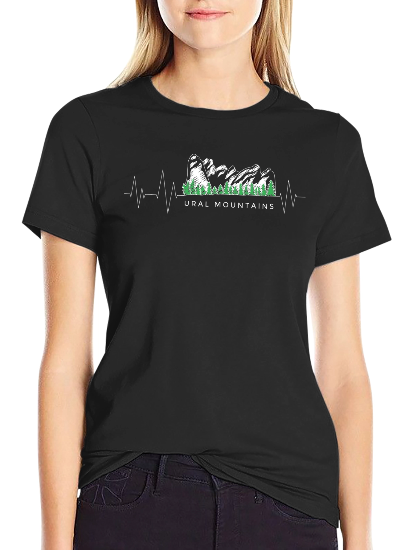 Ural Mountains Heartbeat T-Shirt - Black