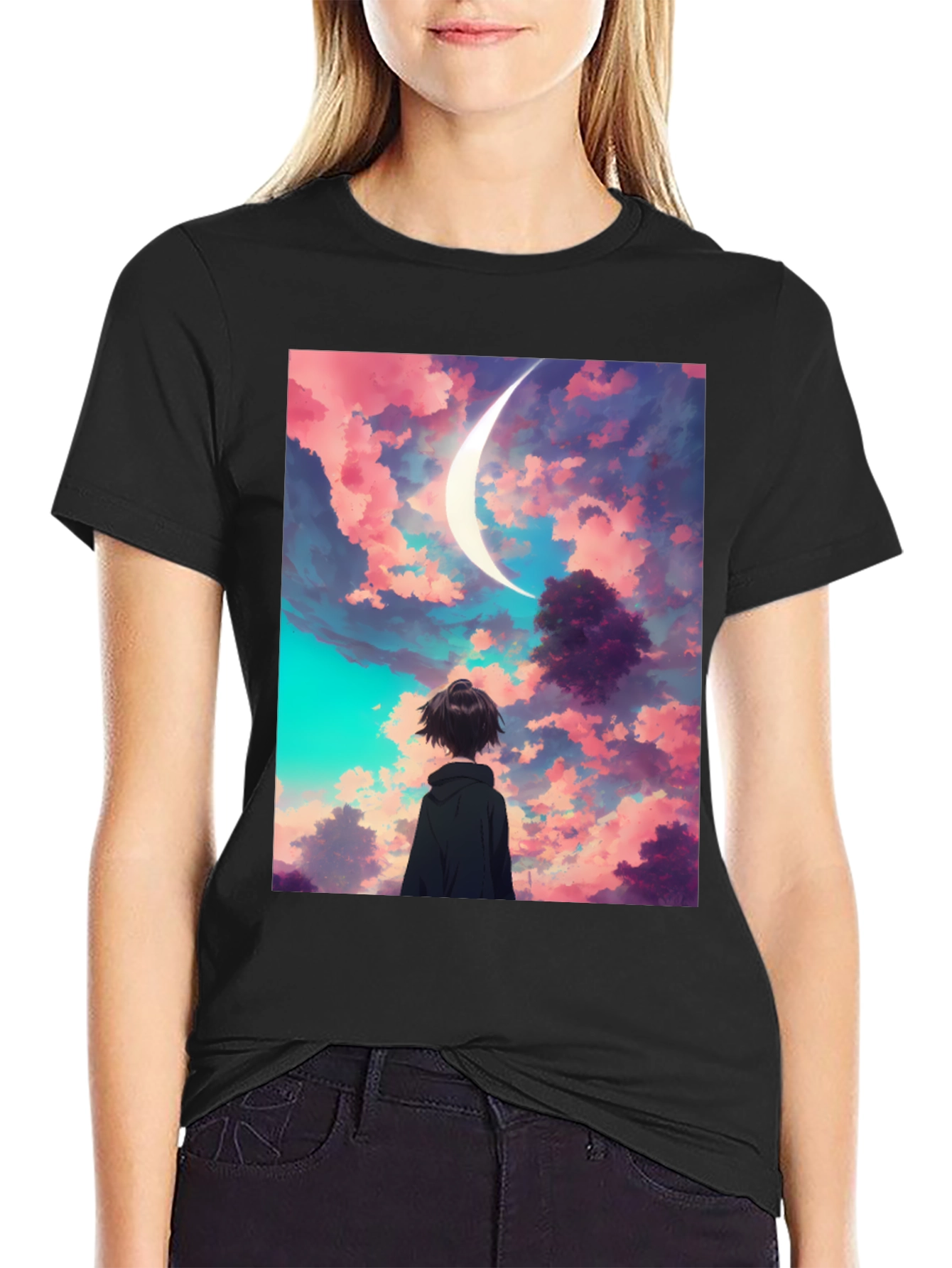 Anime Moonscape Graphic T-Shirt