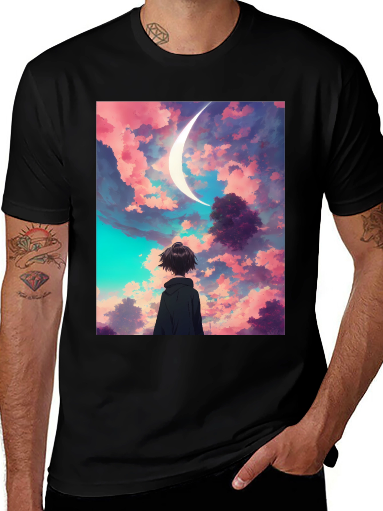 Anime Moonscape Graphic T-Shirt