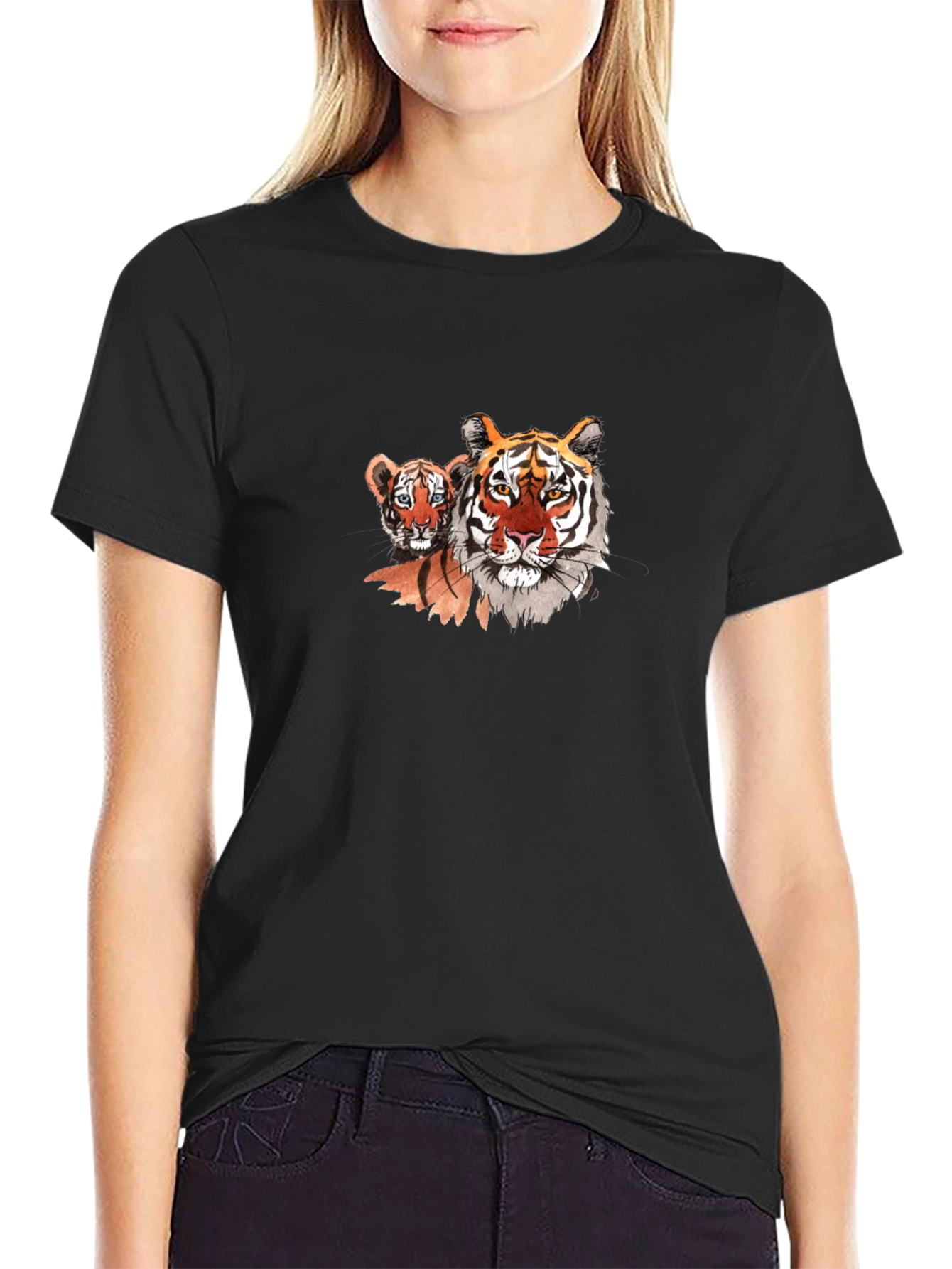 Tiger and Cub Graphic Tee - Black