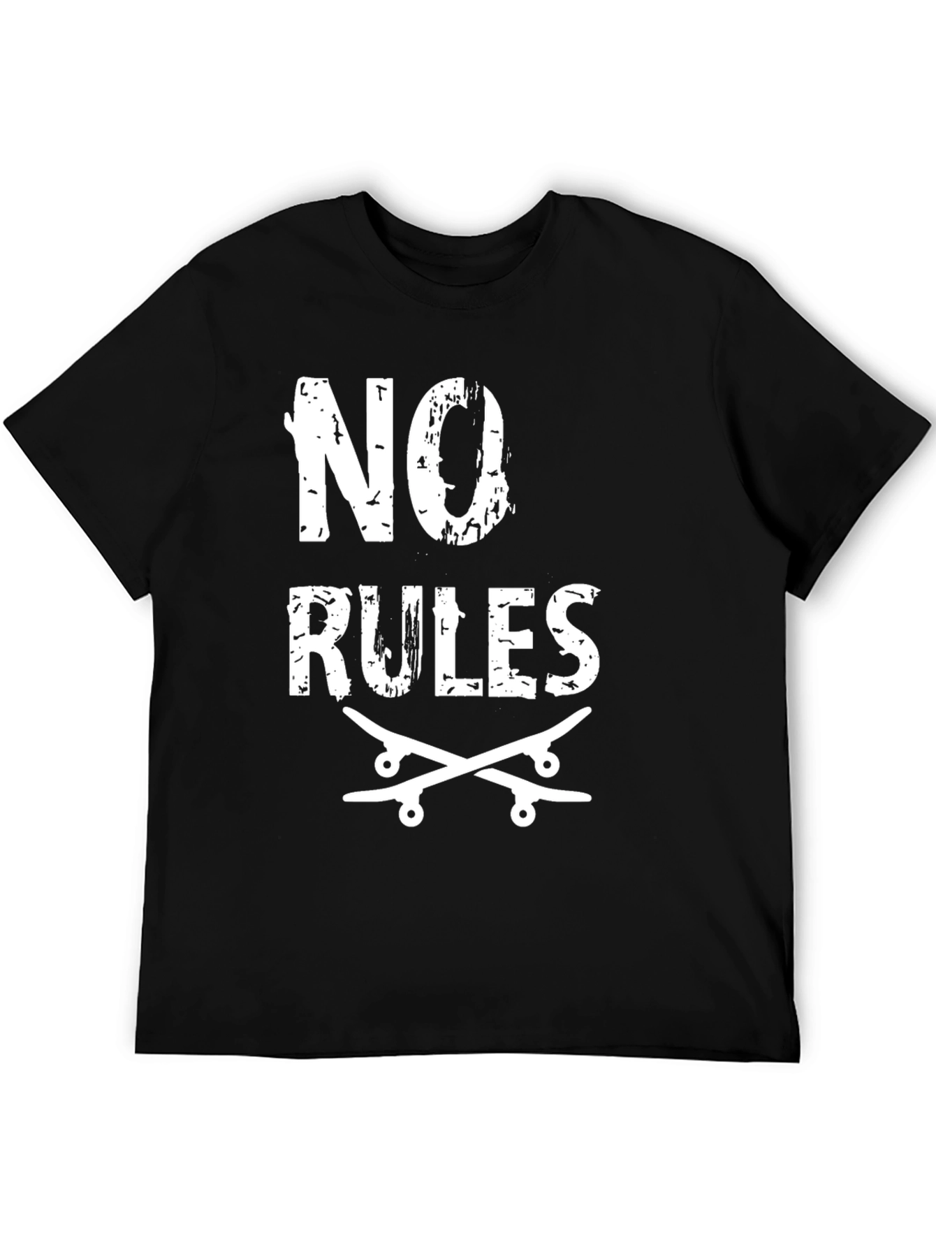 No Rules Skateboard Graphic Tee - Black Cotton