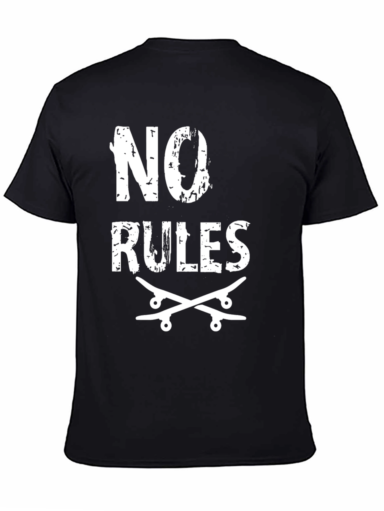 No Rules Skateboard Graphic Tee - Black Cotton