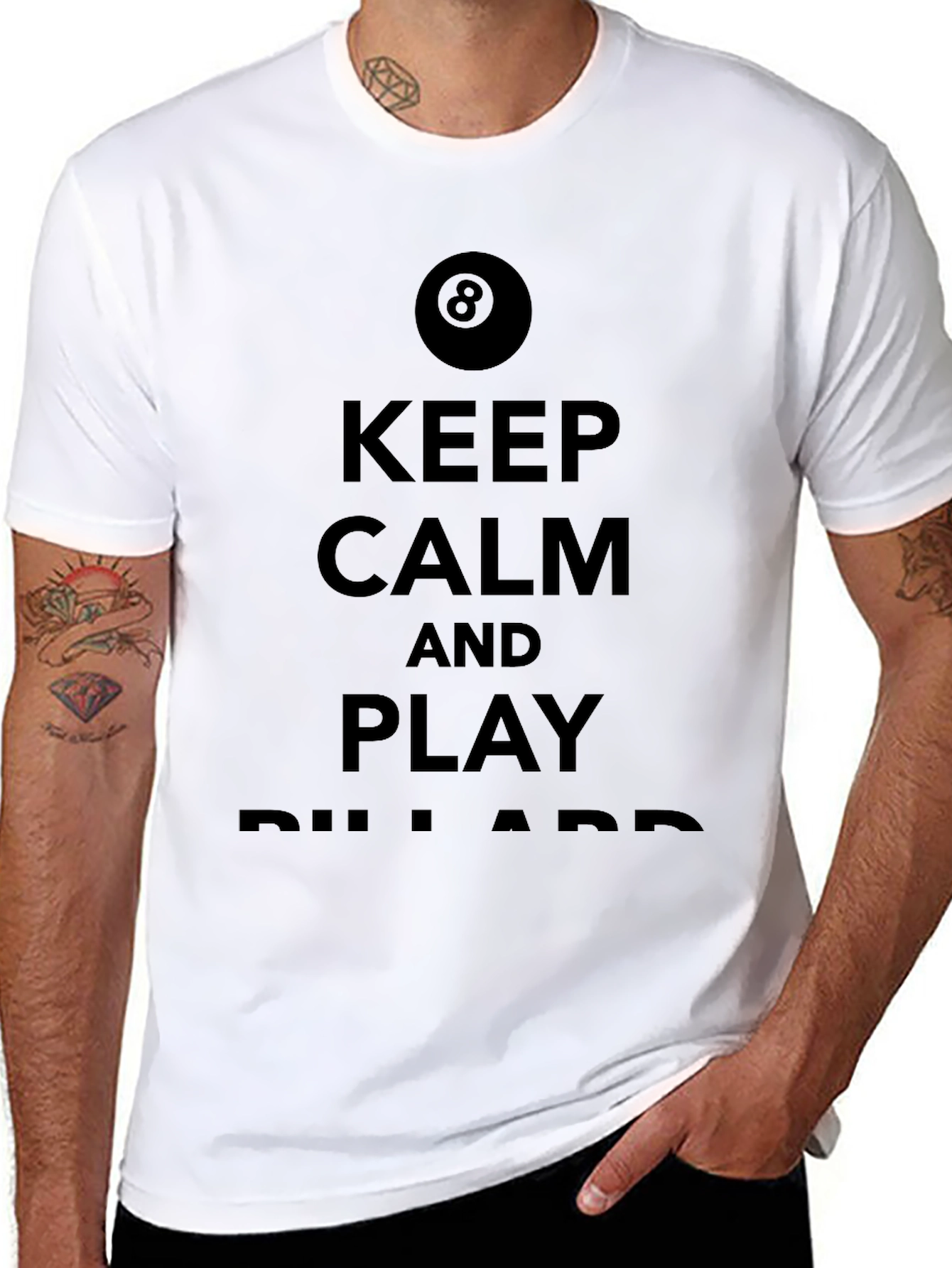 Keep Calm and Play Billiards Black T-Shirt