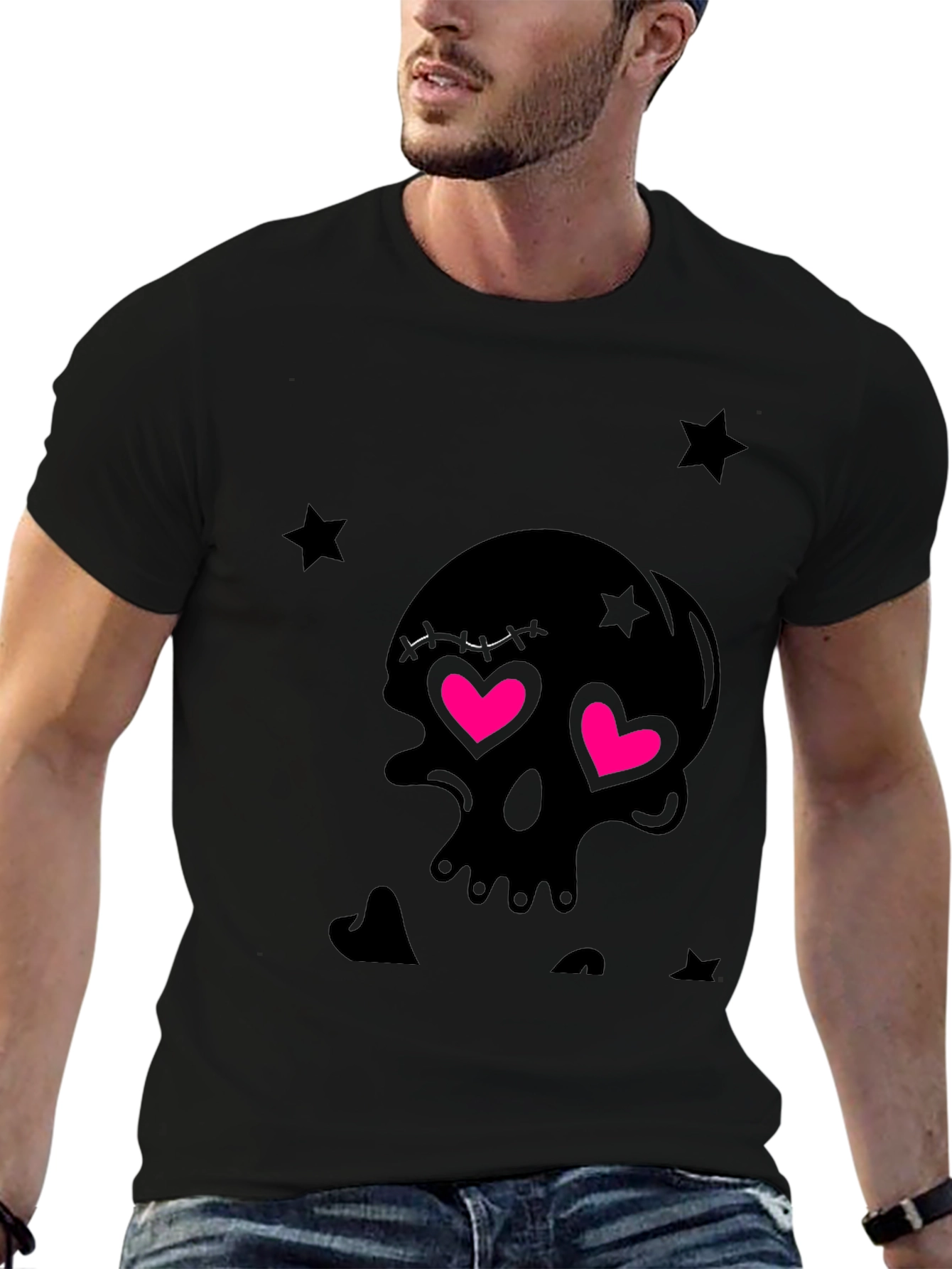 Skull with Heart Eyes Graphic T-Shirt