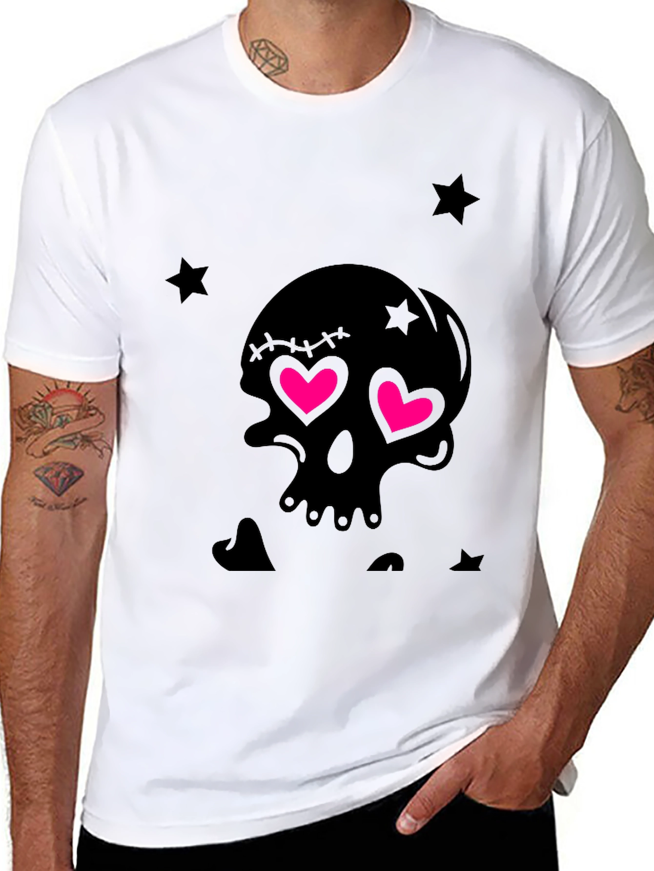 Skull with Heart Eyes Graphic T-Shirt
