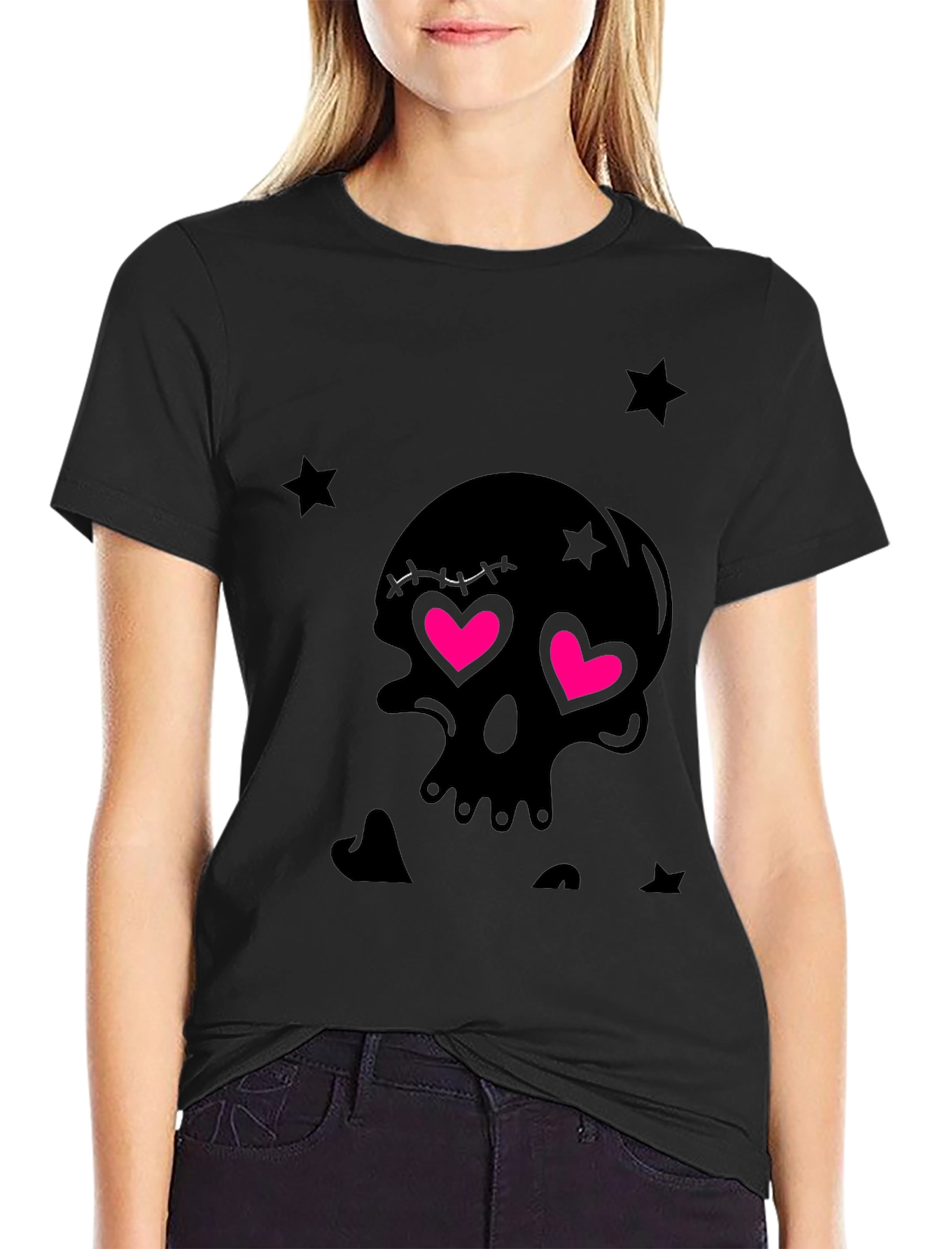 Skull with Heart Eyes Graphic T-Shirt
