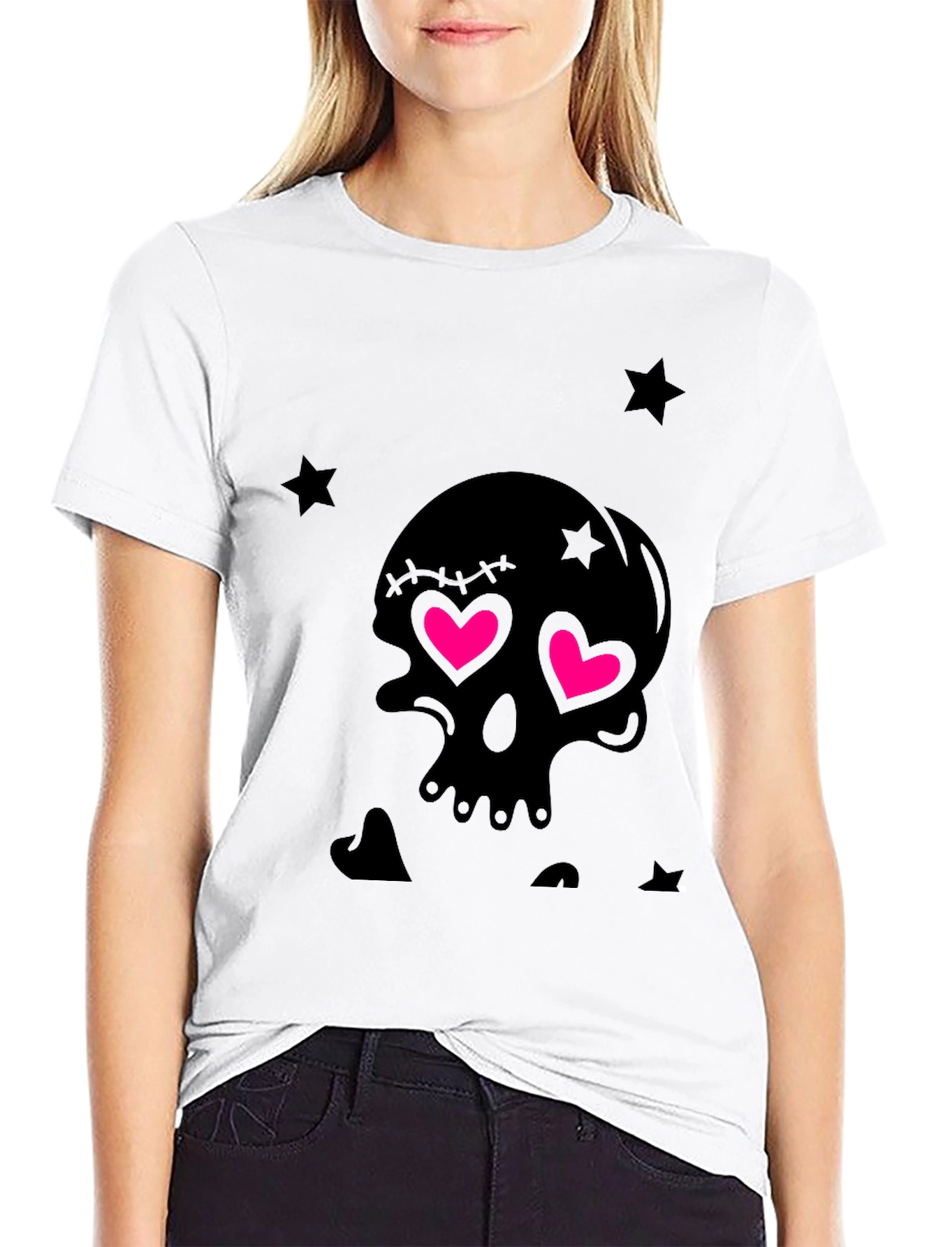 Skull with Heart Eyes Graphic T-Shirt