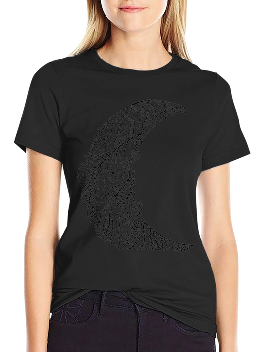 Black Moon Graphic Tee - Stylish Crescent Design