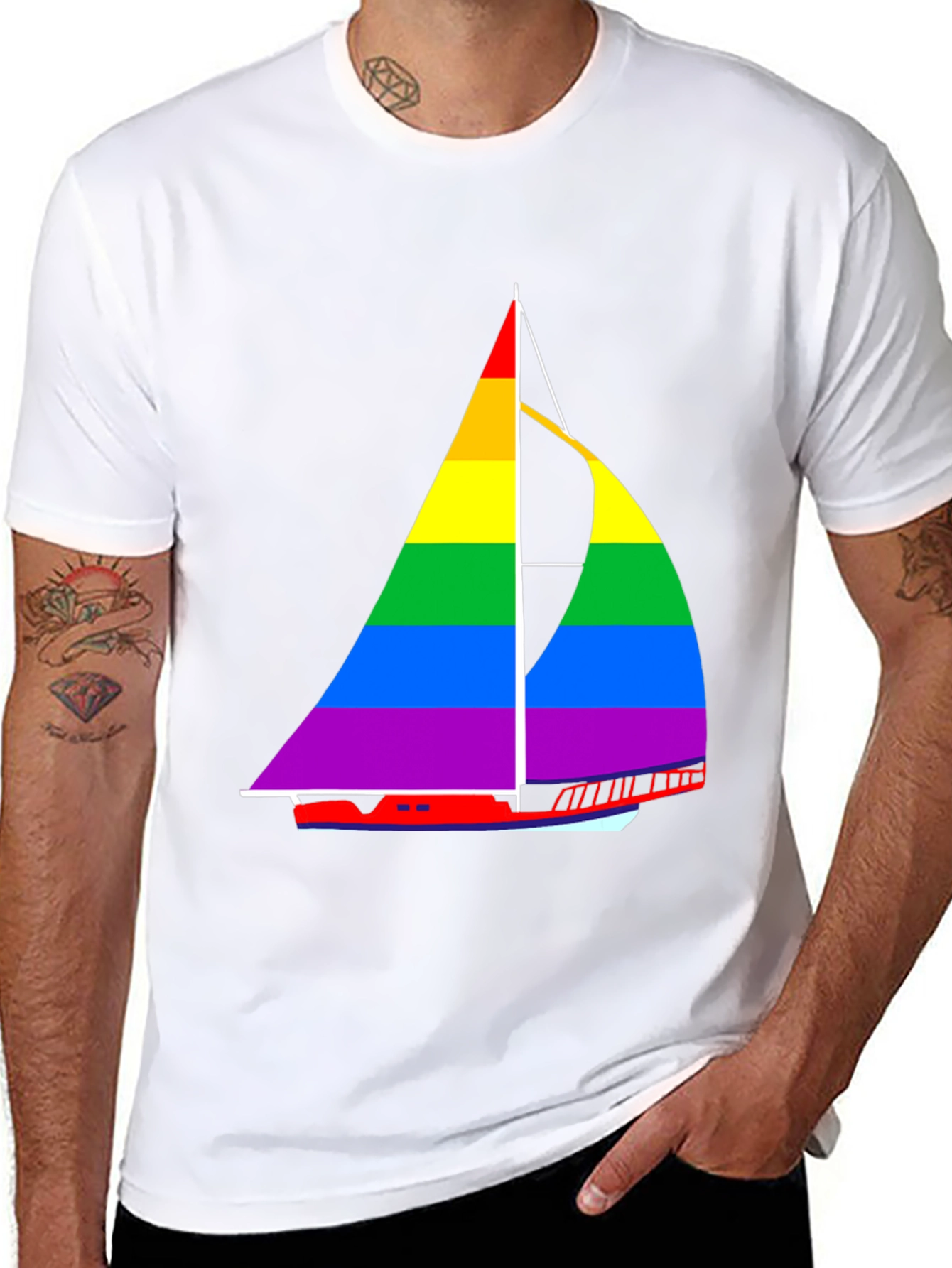 Rainbow Sailboat T-Shirt - Pride Nautical Tee