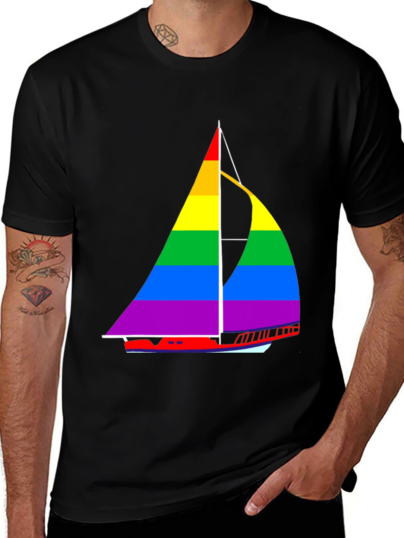 Rainbow Sailboat T-Shirt - Pride Nautical Tee