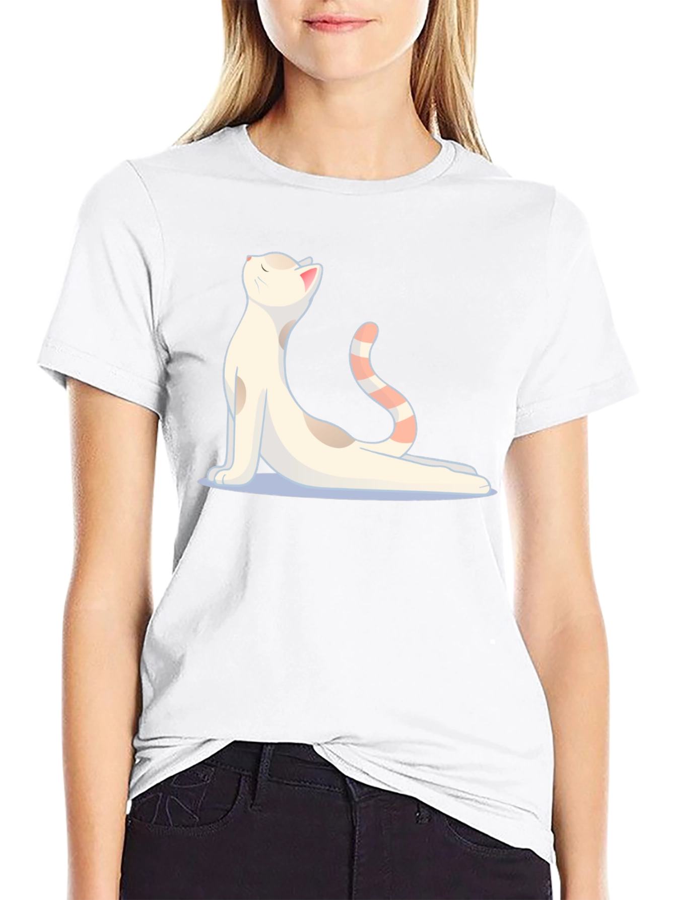 Yoga Cat Graphic Black T-Shirt