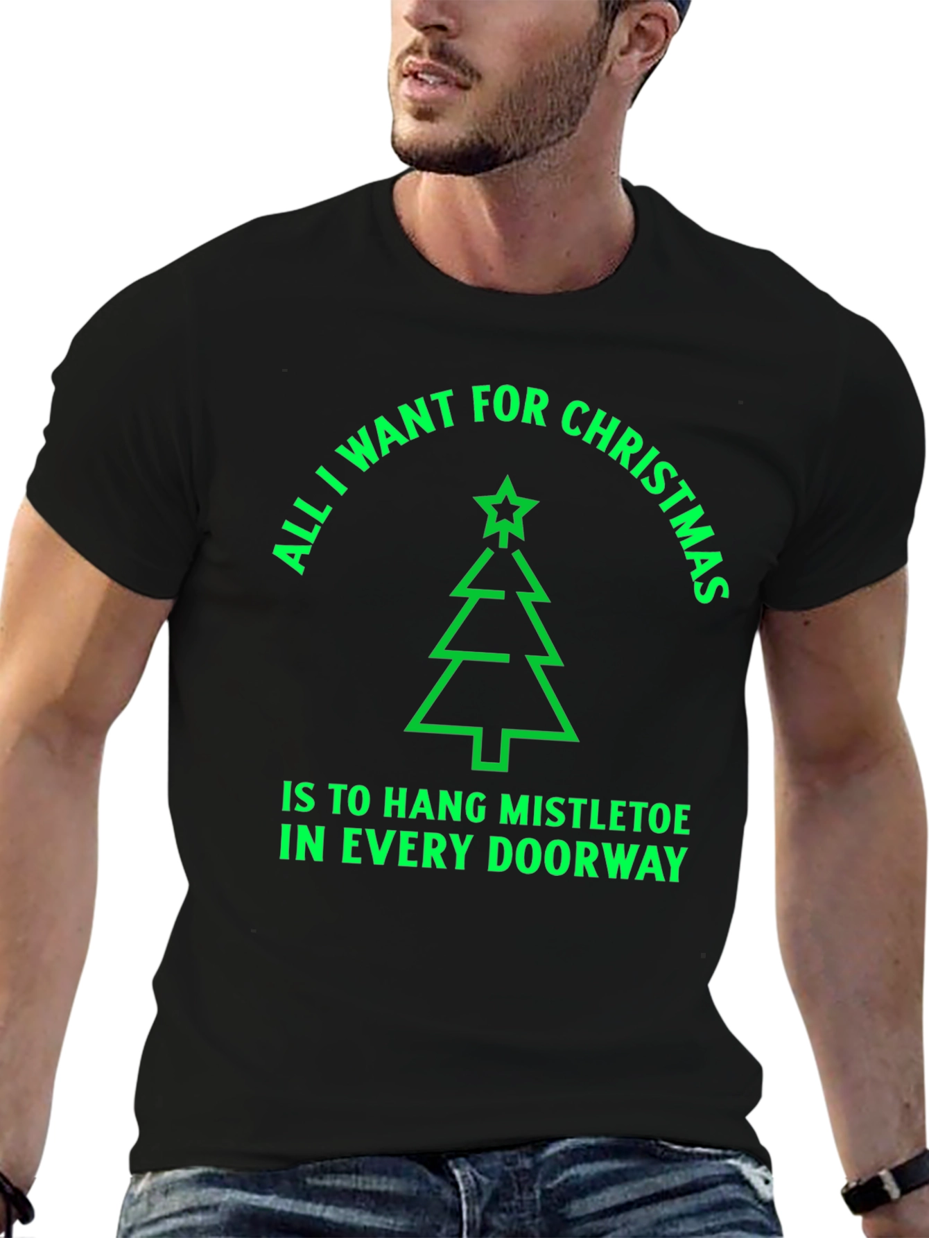 Festive Christmas Tree T-Shirt - Hang Mistletoe