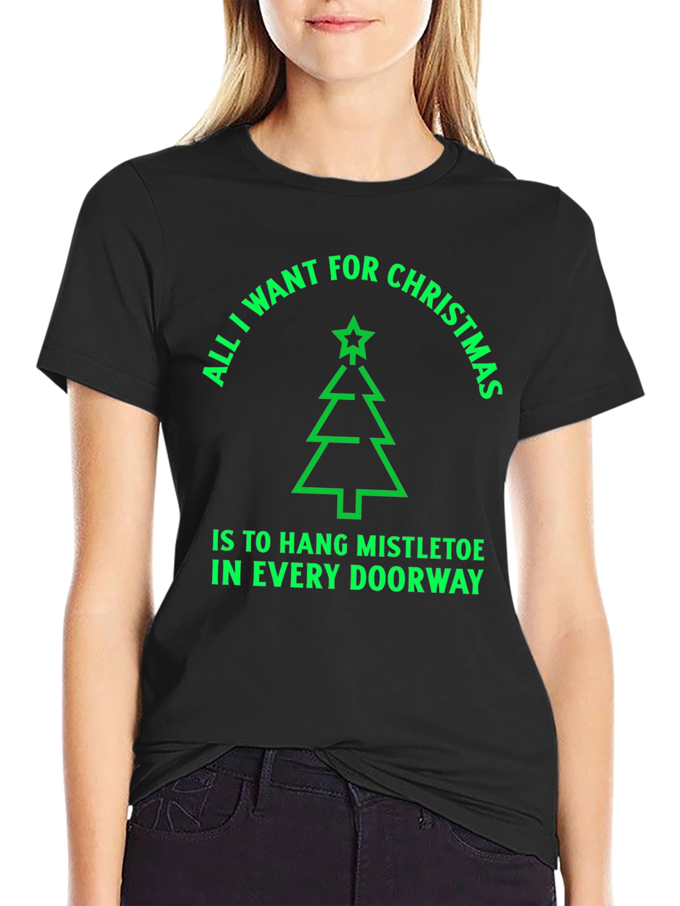 Festive Christmas Tree T-Shirt - Hang Mistletoe