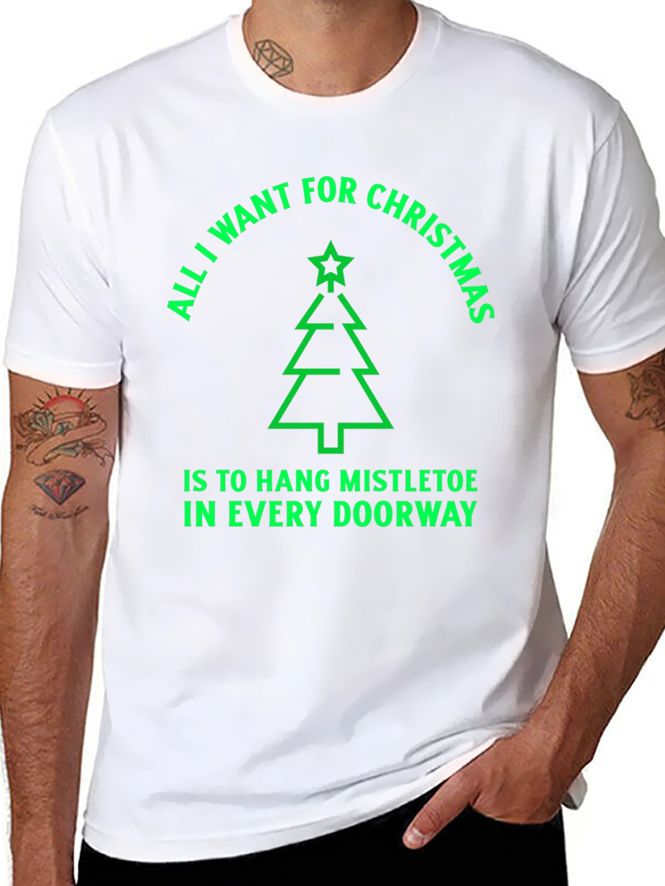 Festive Christmas Tree T-Shirt - Hang Mistletoe