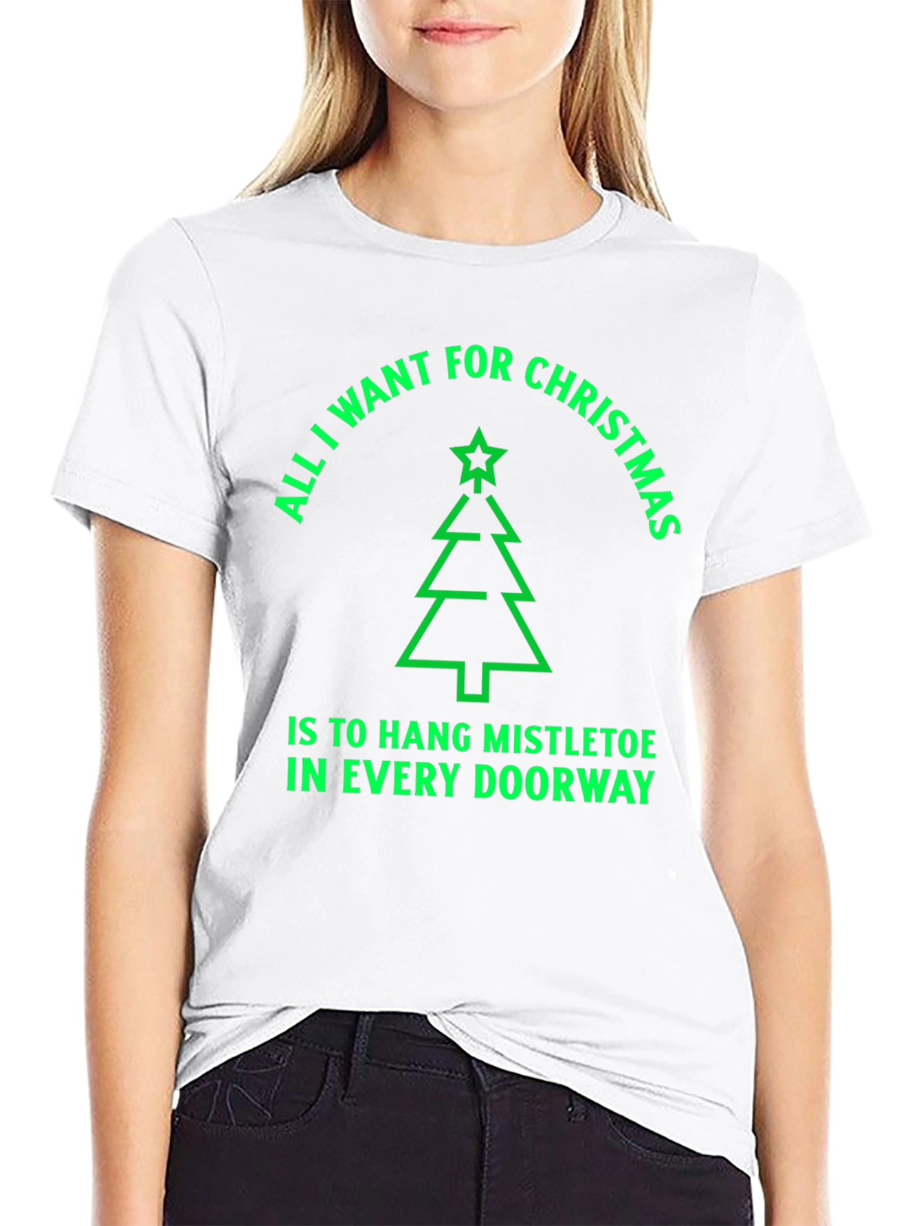 Festive Christmas Tree T-Shirt - Hang Mistletoe