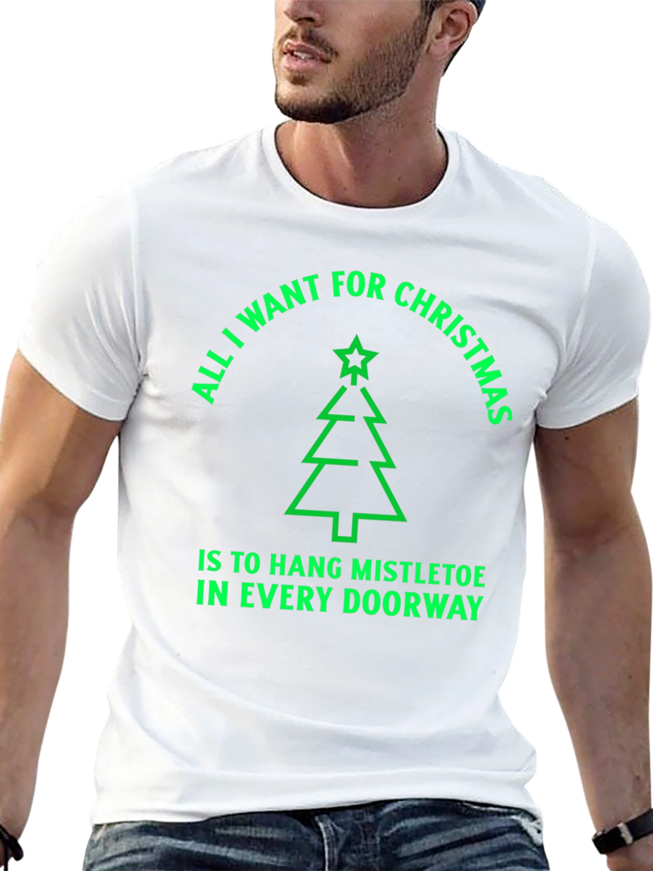 Festive Christmas Tree T-Shirt - Hang Mistletoe