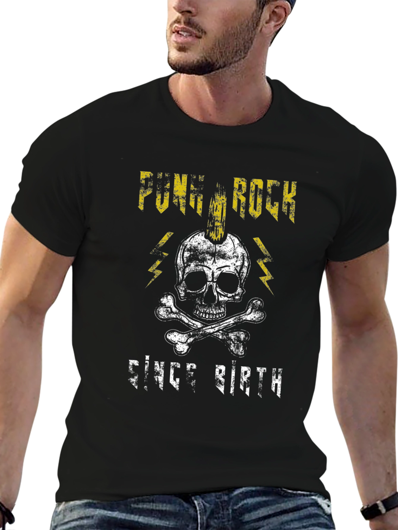 Punk Rock Since Birth Black Graphic T-Shirt