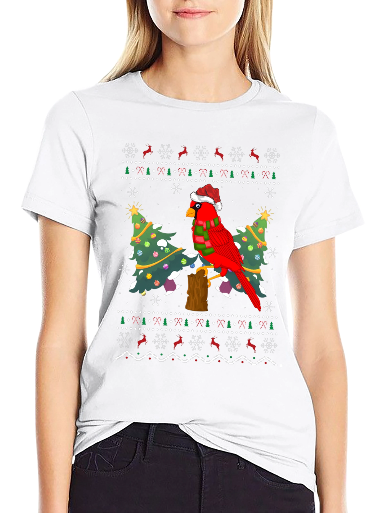 Christmas Cardinal Bird Ugly Sweater T-Shirt