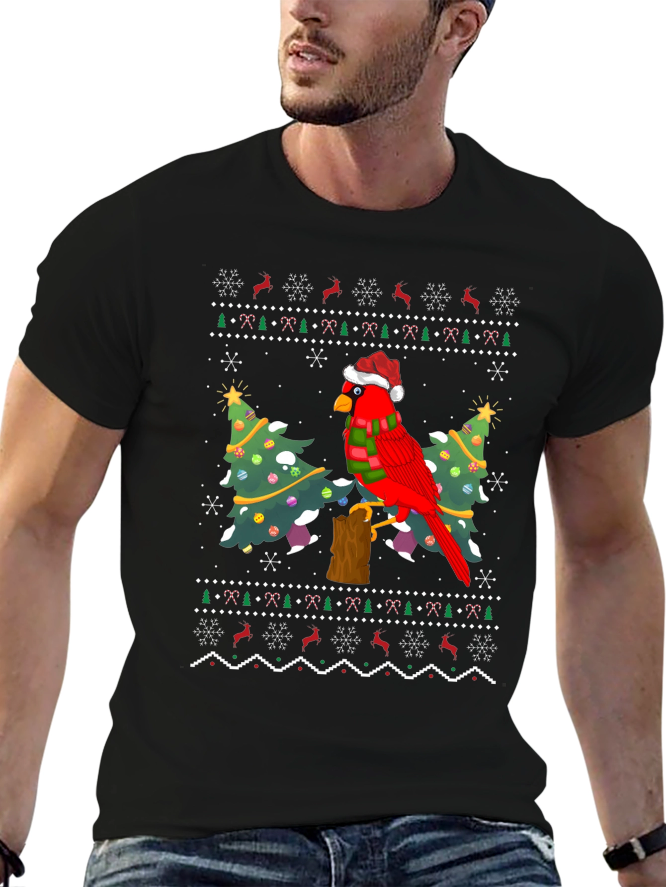 Christmas Cardinal Bird Ugly Sweater T-Shirt