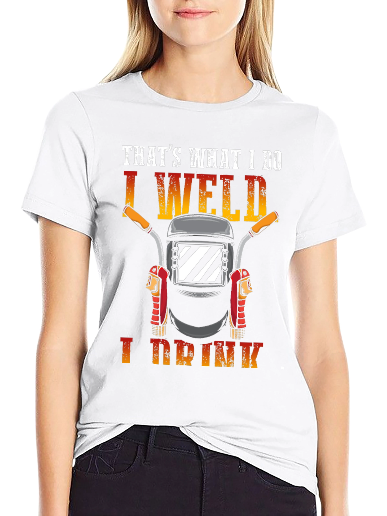 I Weld I Drink Black T-Shirt Funny Welder Tee