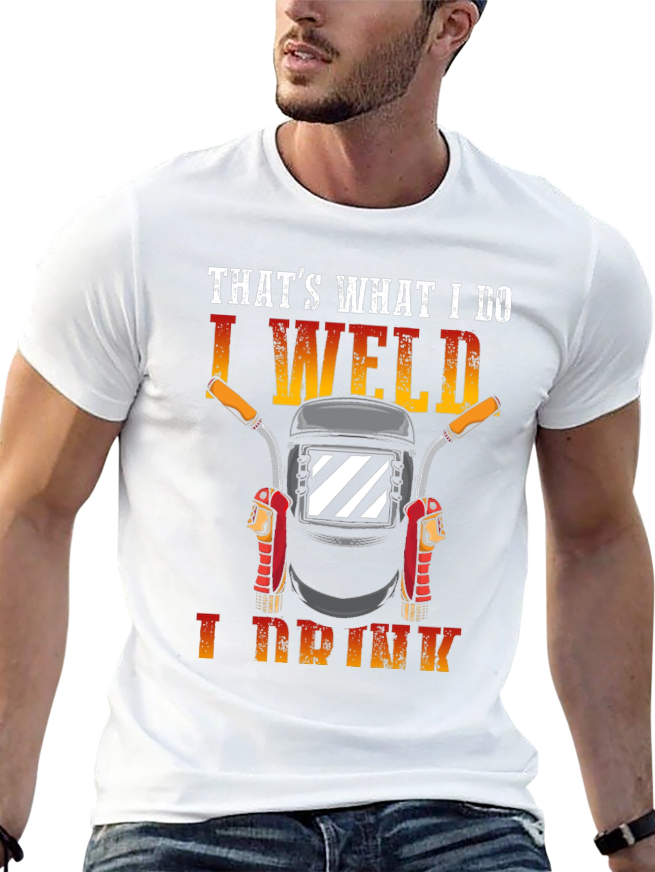 I Weld I Drink Black T-Shirt Funny Welder Tee