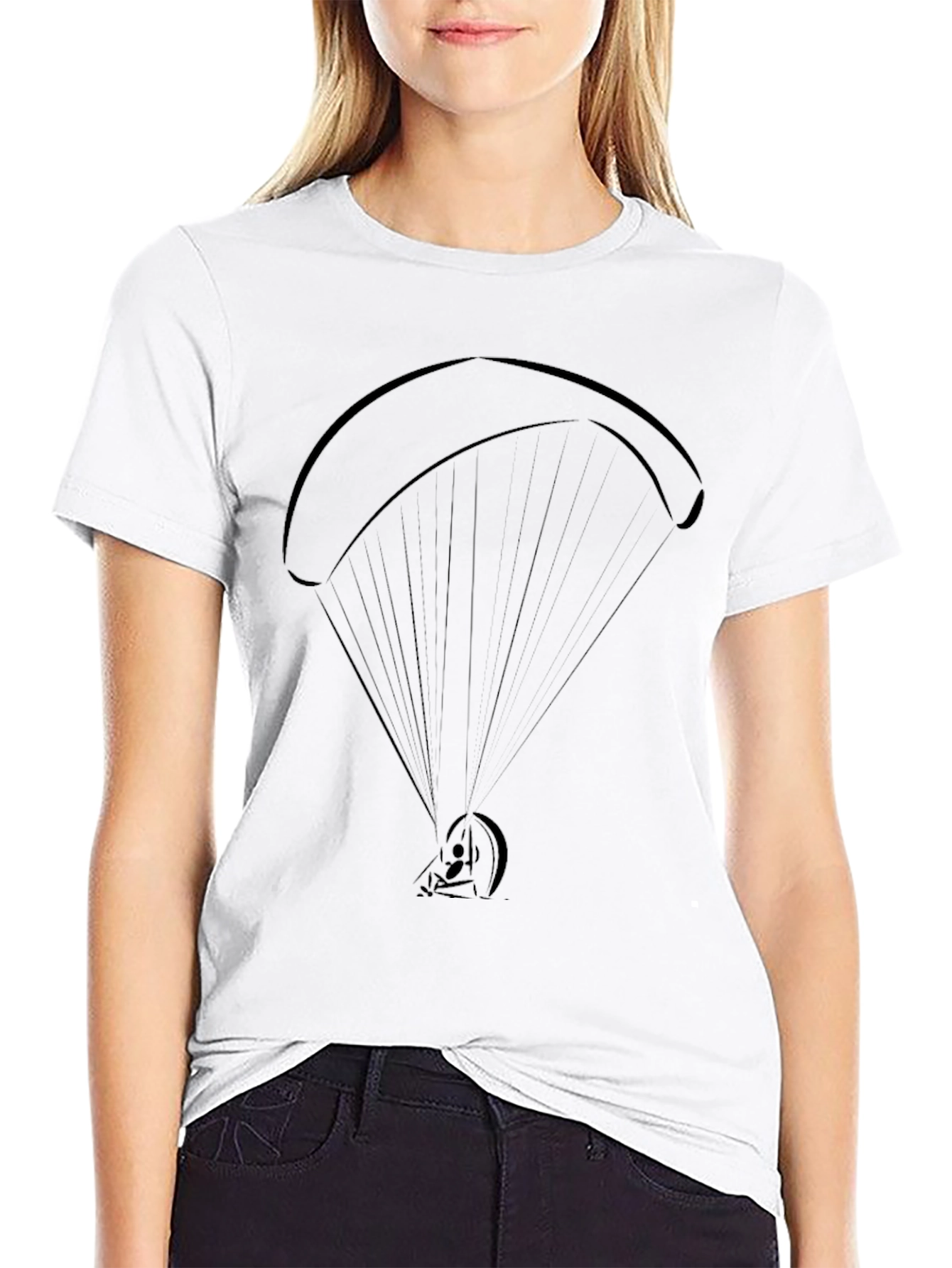 Paragliding Graphic Tee - Black Cotton Casual Shirt