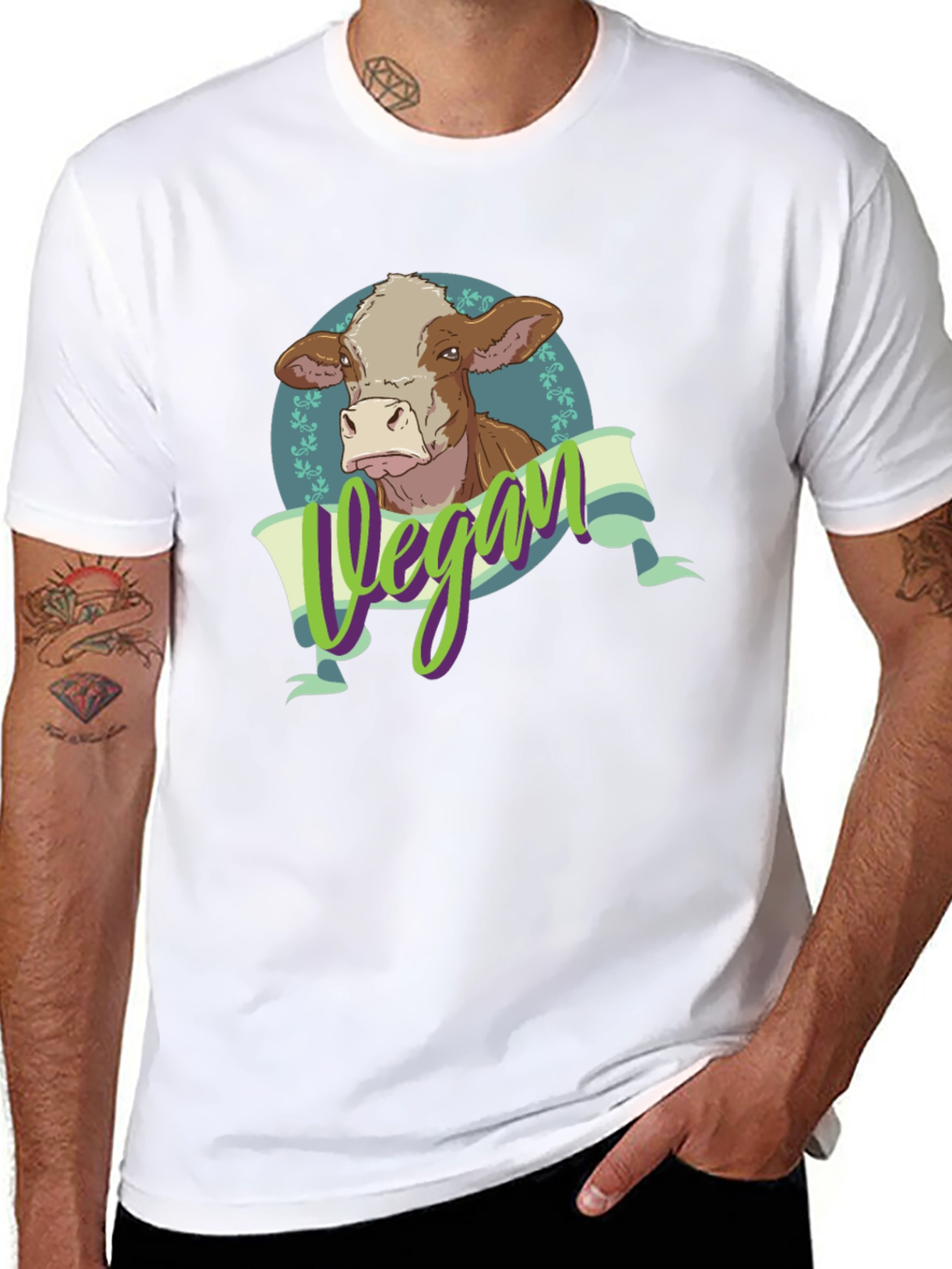 Vegan Cow Graphic Tee - Black