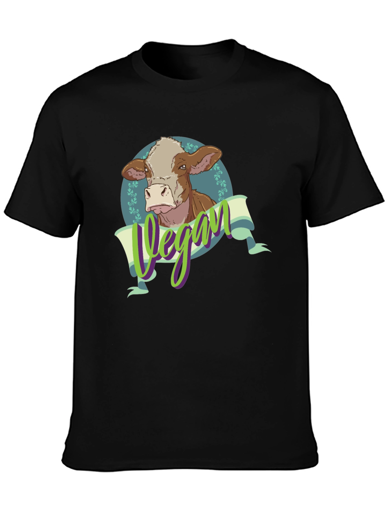 Vegan Cow Graphic Tee - Black