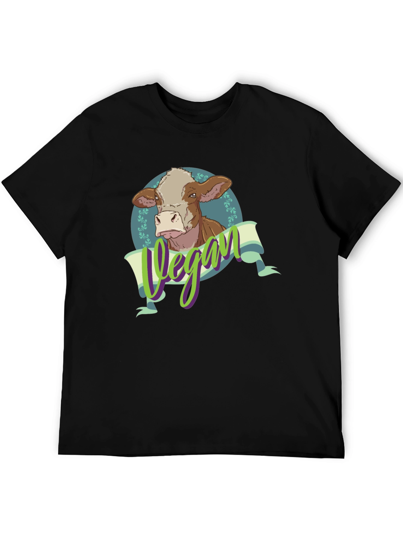 Vegan Cow Graphic Tee - Black