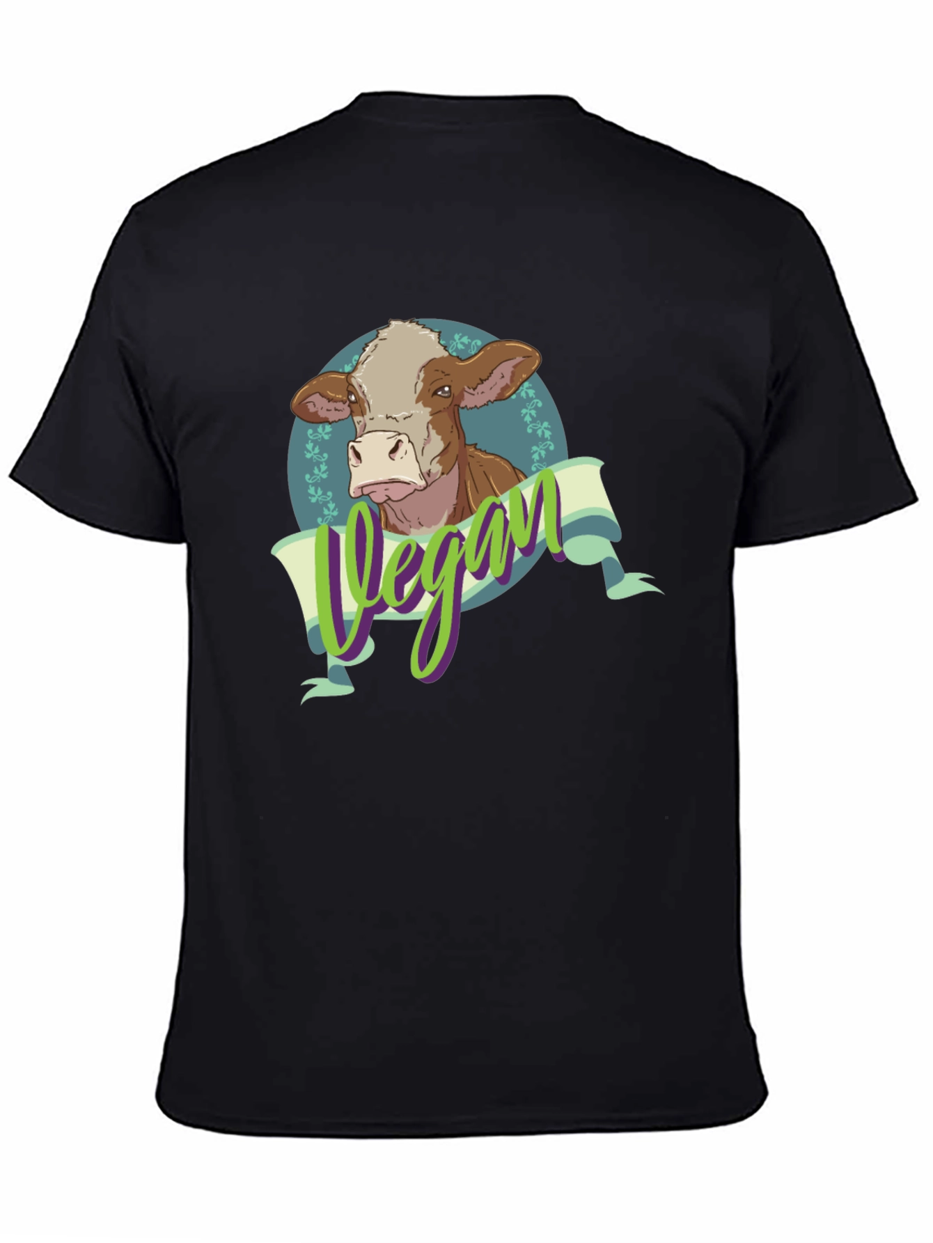 Vegan Cow Graphic Tee - Black