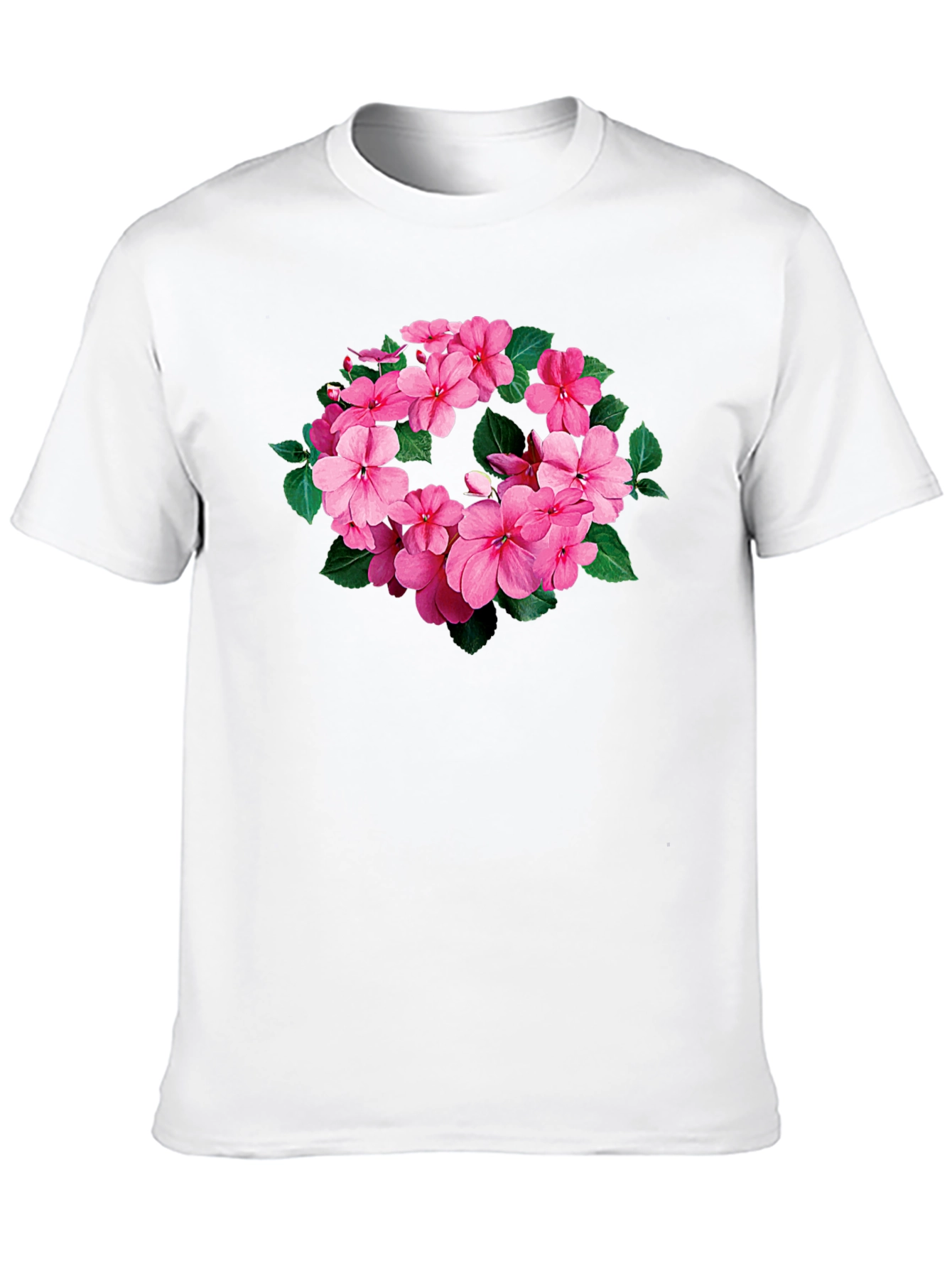 Floral Wreath Tee - Stylish Black T-Shirt