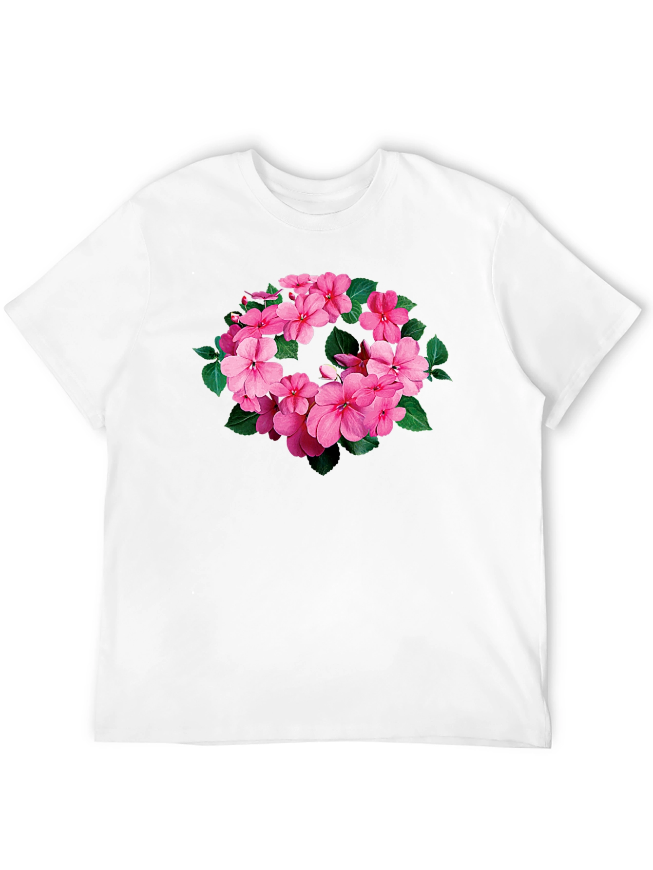 Floral Wreath Tee - Stylish Black T-Shirt