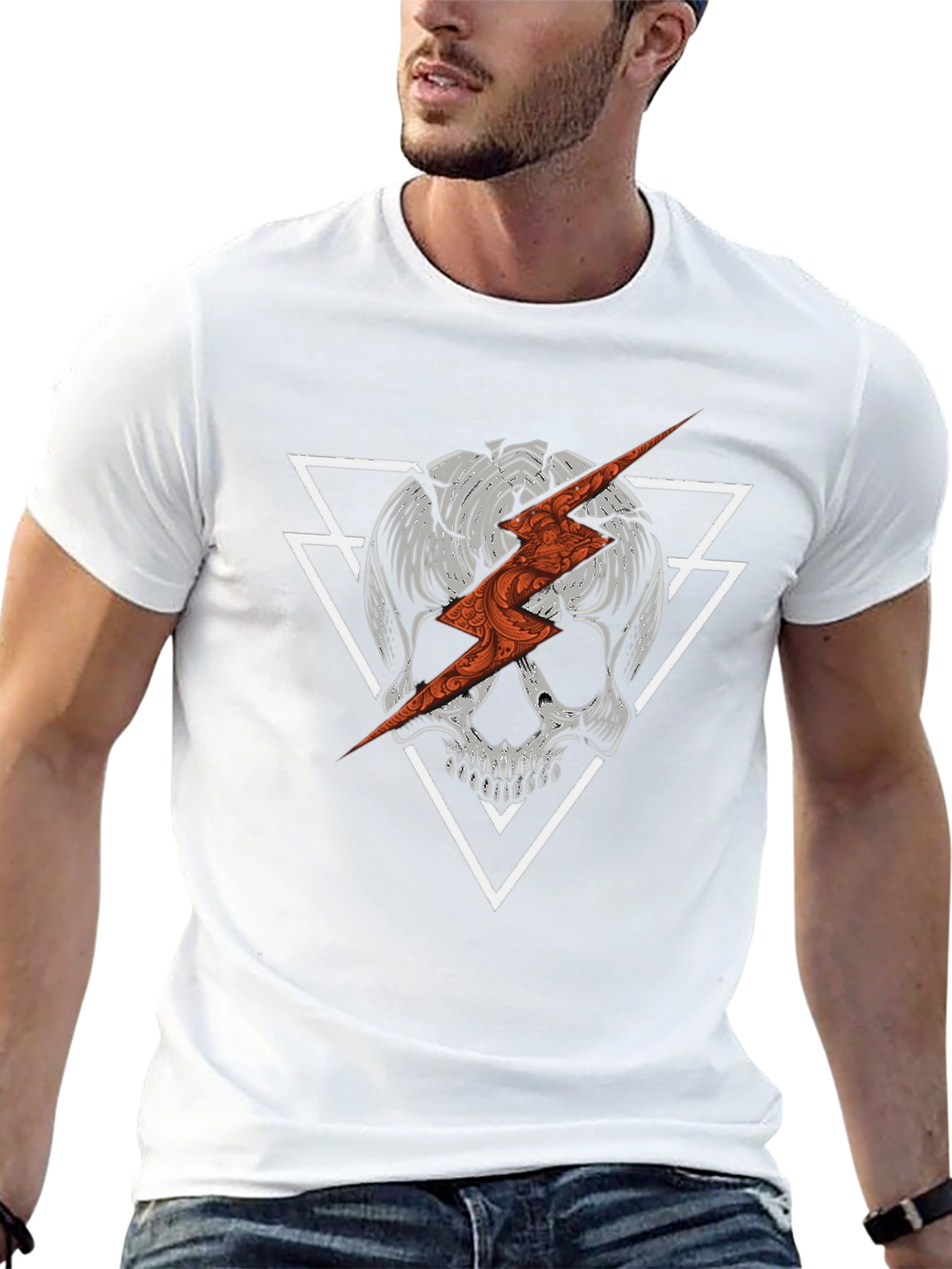 Skull & Lightning Bolt Graphic Tee - Modern Edge