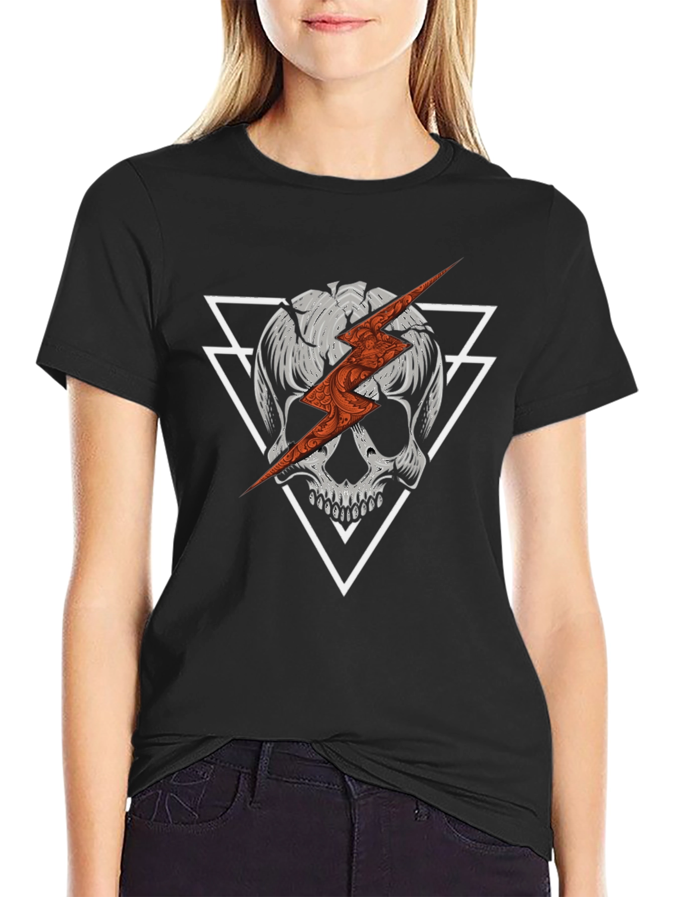Skull & Lightning Bolt Graphic Tee - Modern Edge
