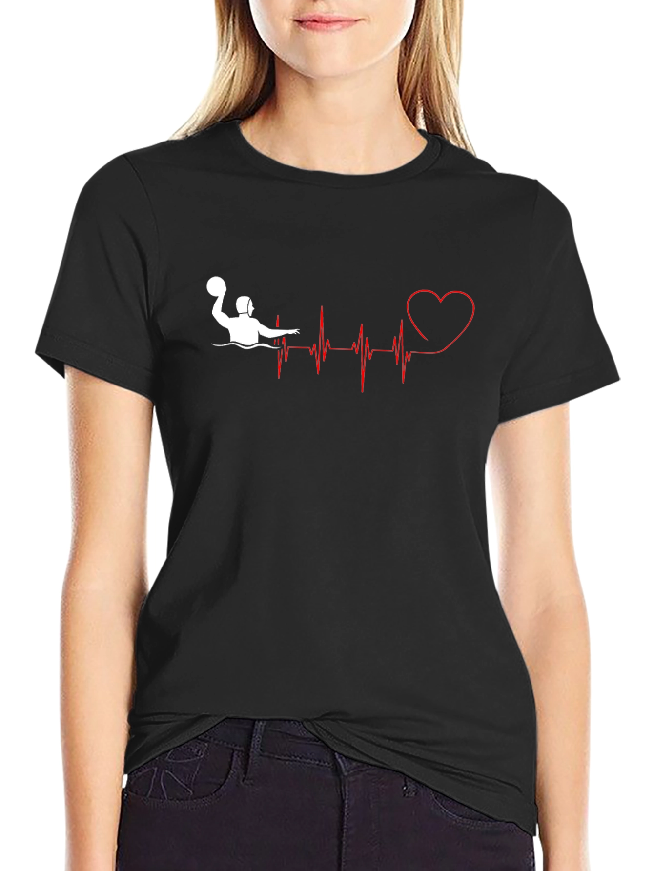 Water Polo Heartbeat T-Shirt - Passionate Athlete Tee