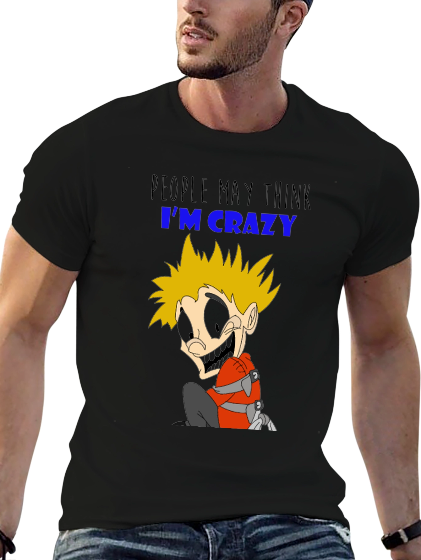 Crazy Character Graphic T-Shirt - Black Cotton Tee