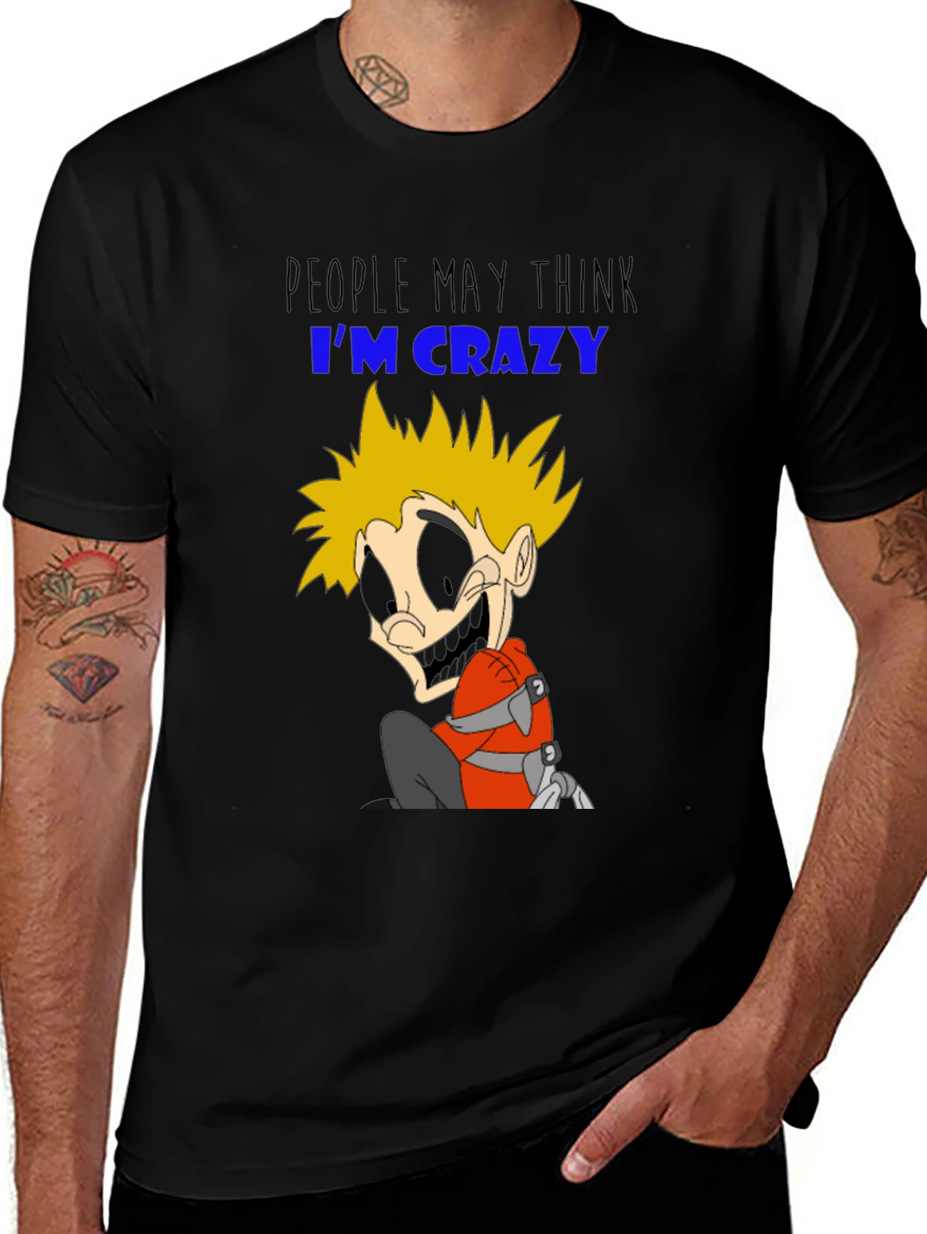 Crazy Character Graphic T-Shirt - Black Cotton Tee