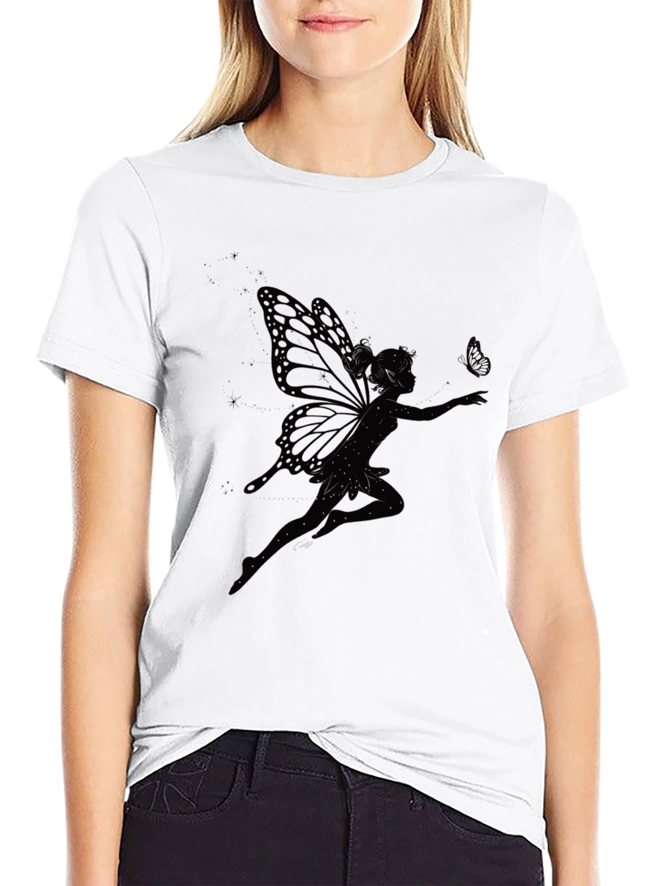 Black Fairy Graphic T-Shirt - Mystical Style