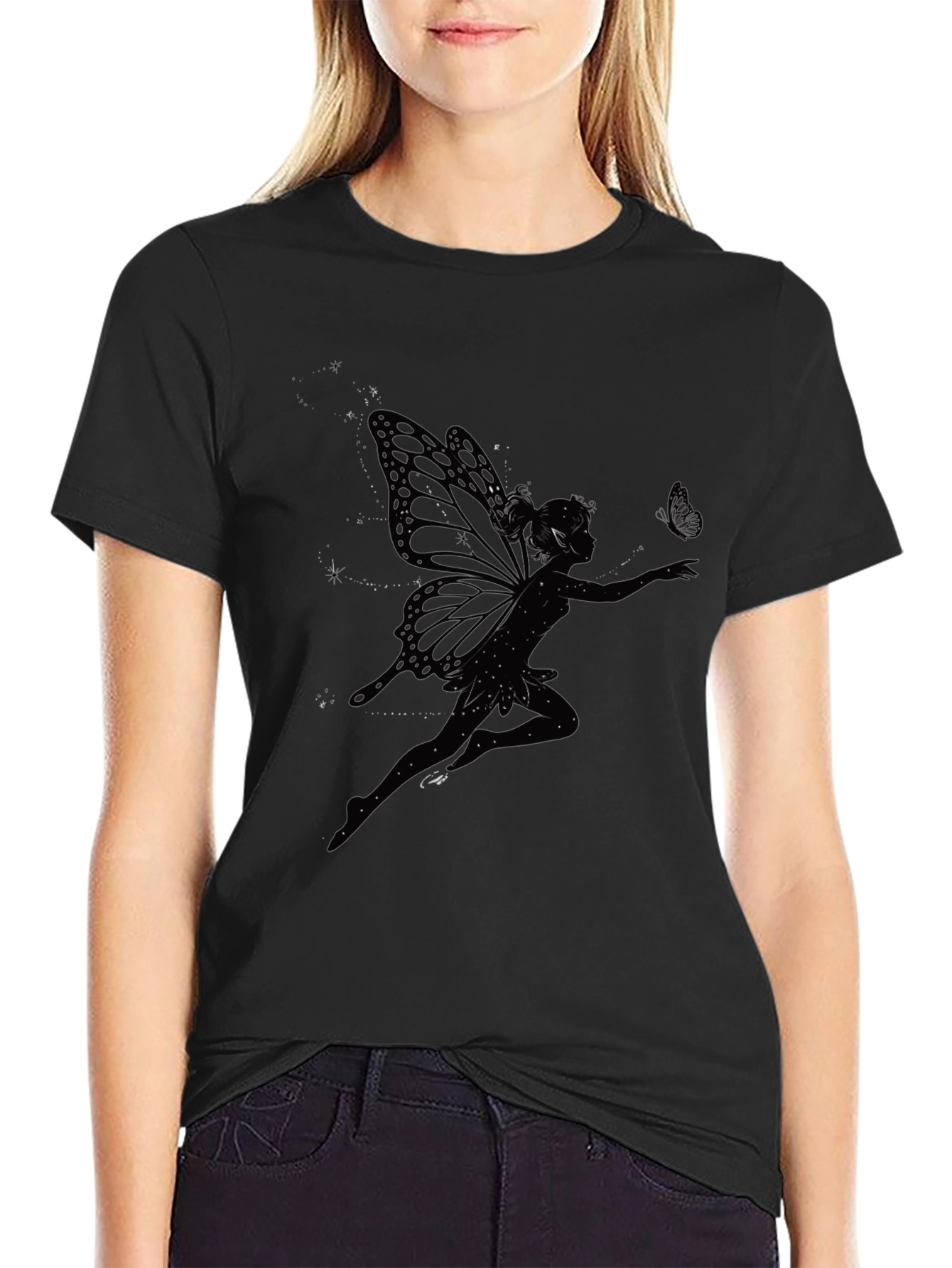 Black Fairy Graphic T-Shirt - Mystical Style