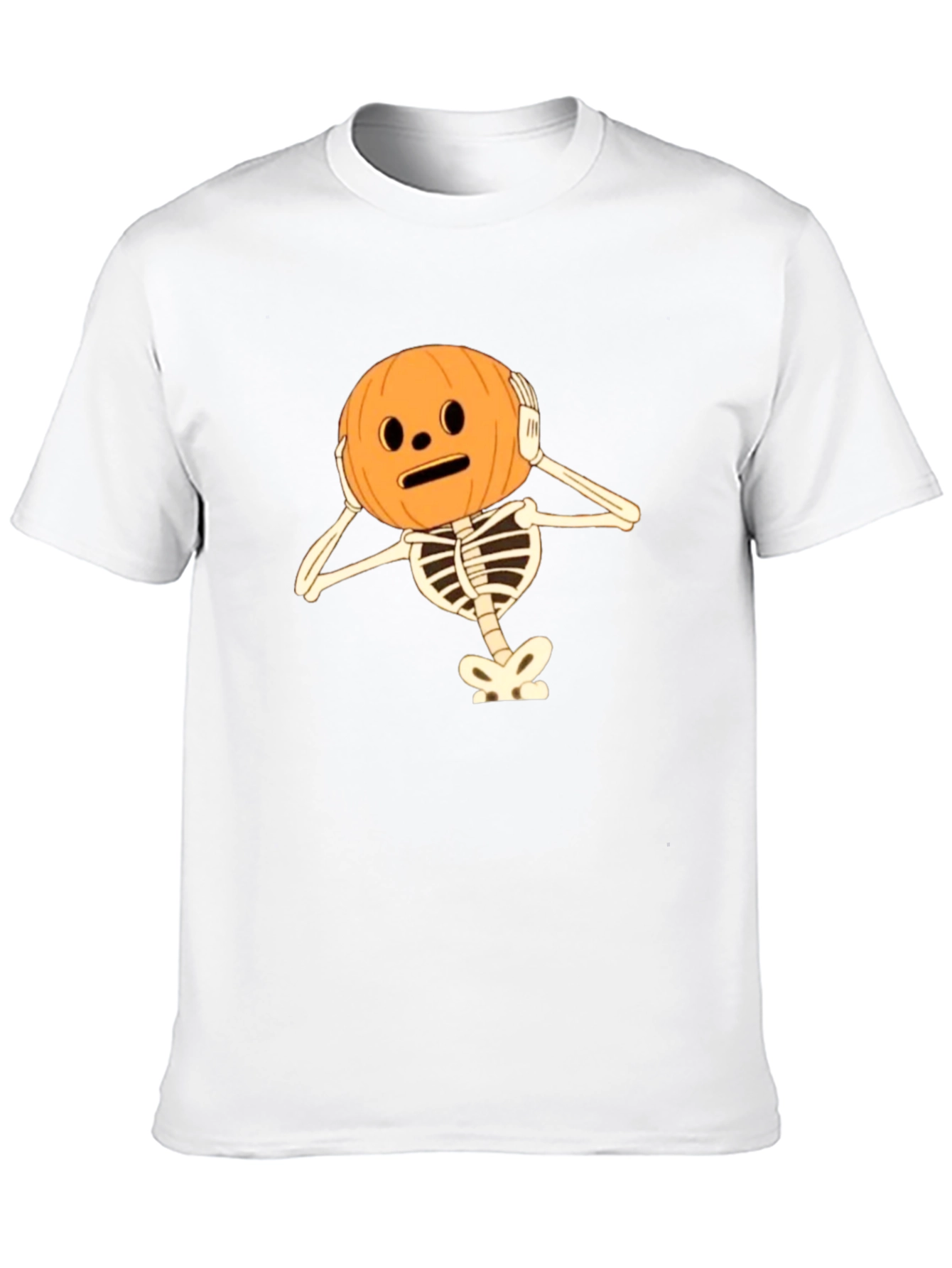 Skeleton Pumpkin Head Halloween T-Shirt