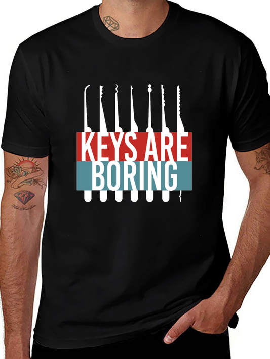 Keys Are Boring Lock Pick T-Shirt - Black Cotton