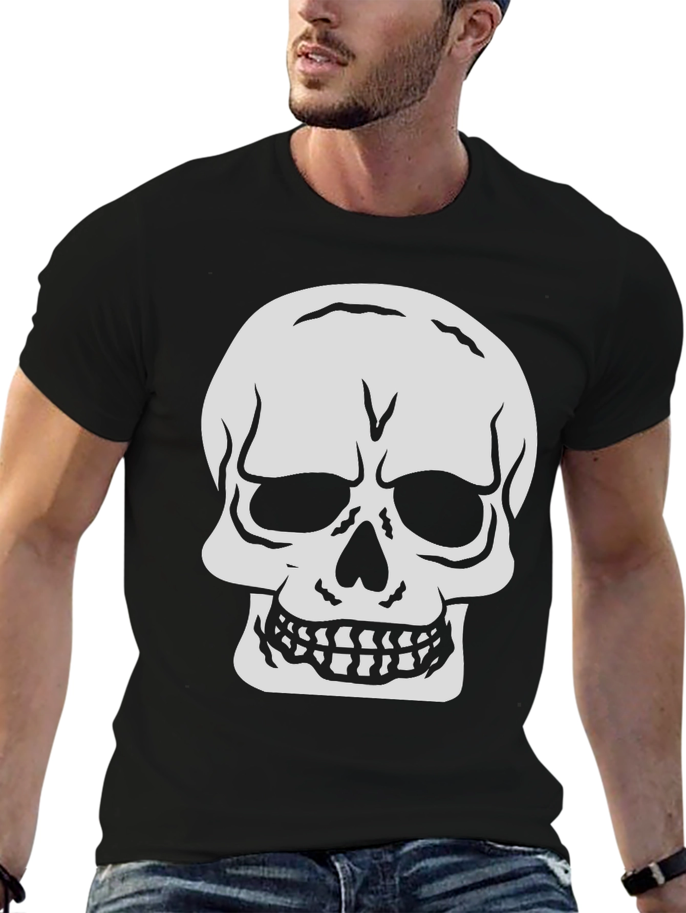 Skull Graphic Black T-Shirt - Edgy Streetwear