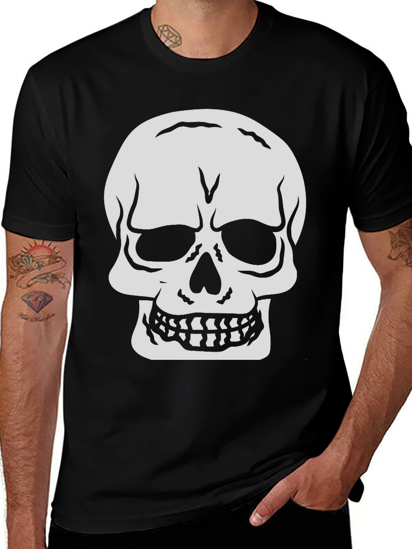 Skull Graphic Black T-Shirt - Edgy Streetwear