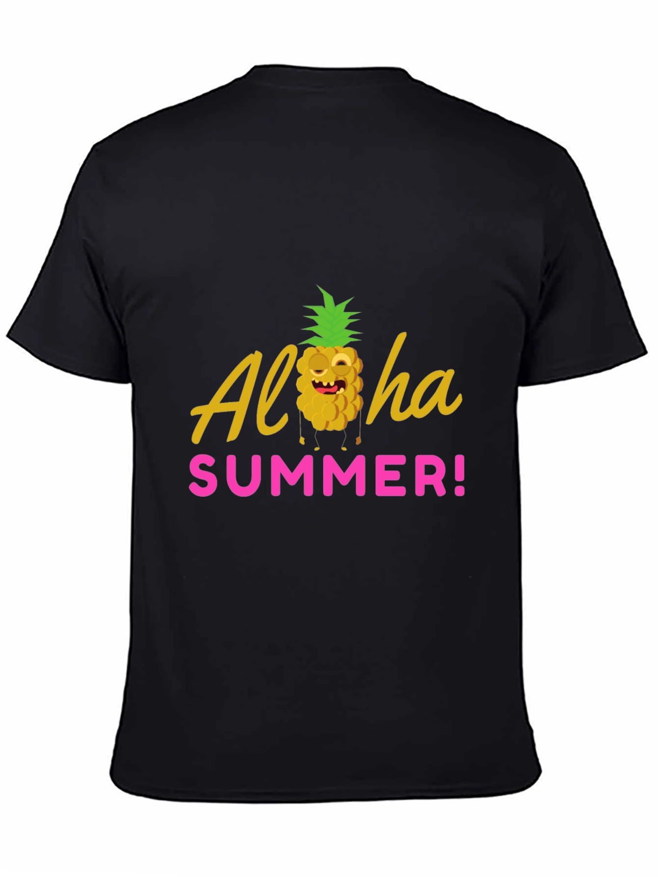 Aloha Summer Graphic T-Shirt - Black Crew Neck Tee