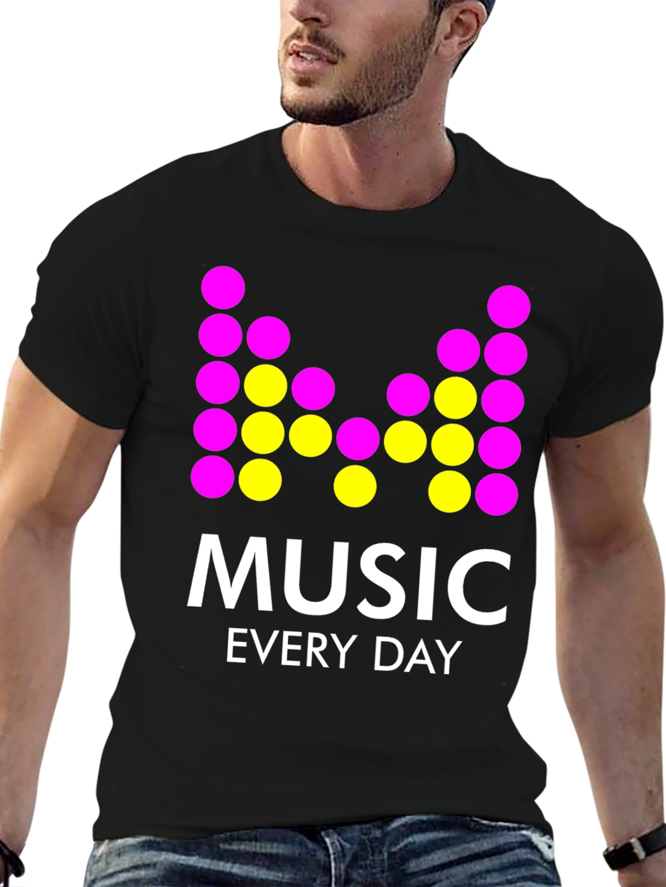Music Every Day Graphic Tee - Black