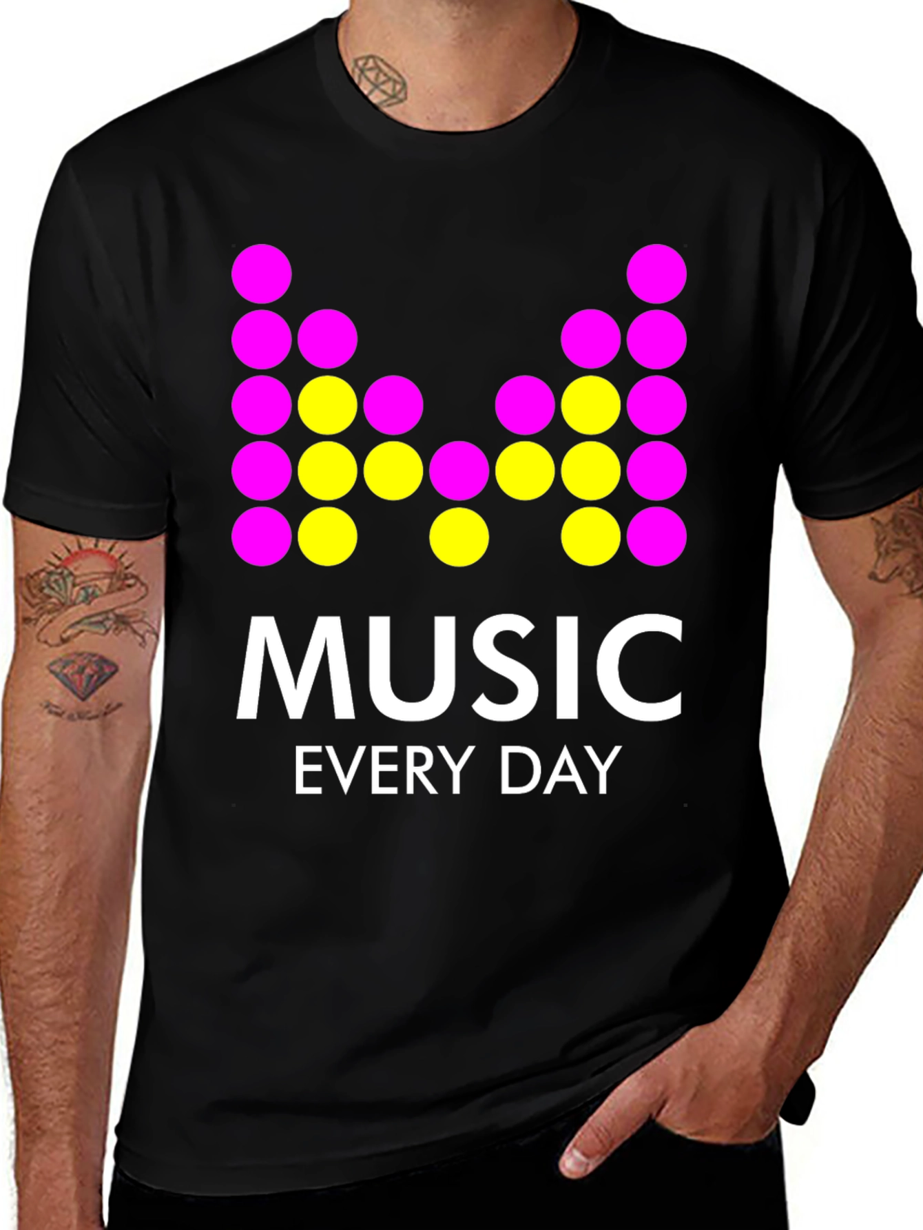 Music Every Day Graphic Tee - Black