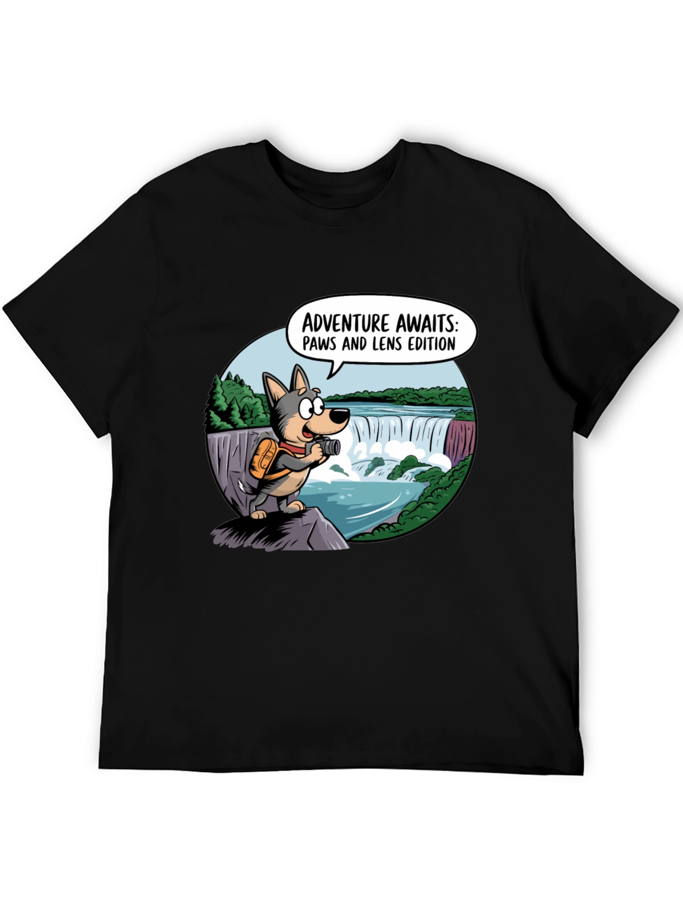 Adventure Awaits Dog T-Shirt Paws & Lens Edition